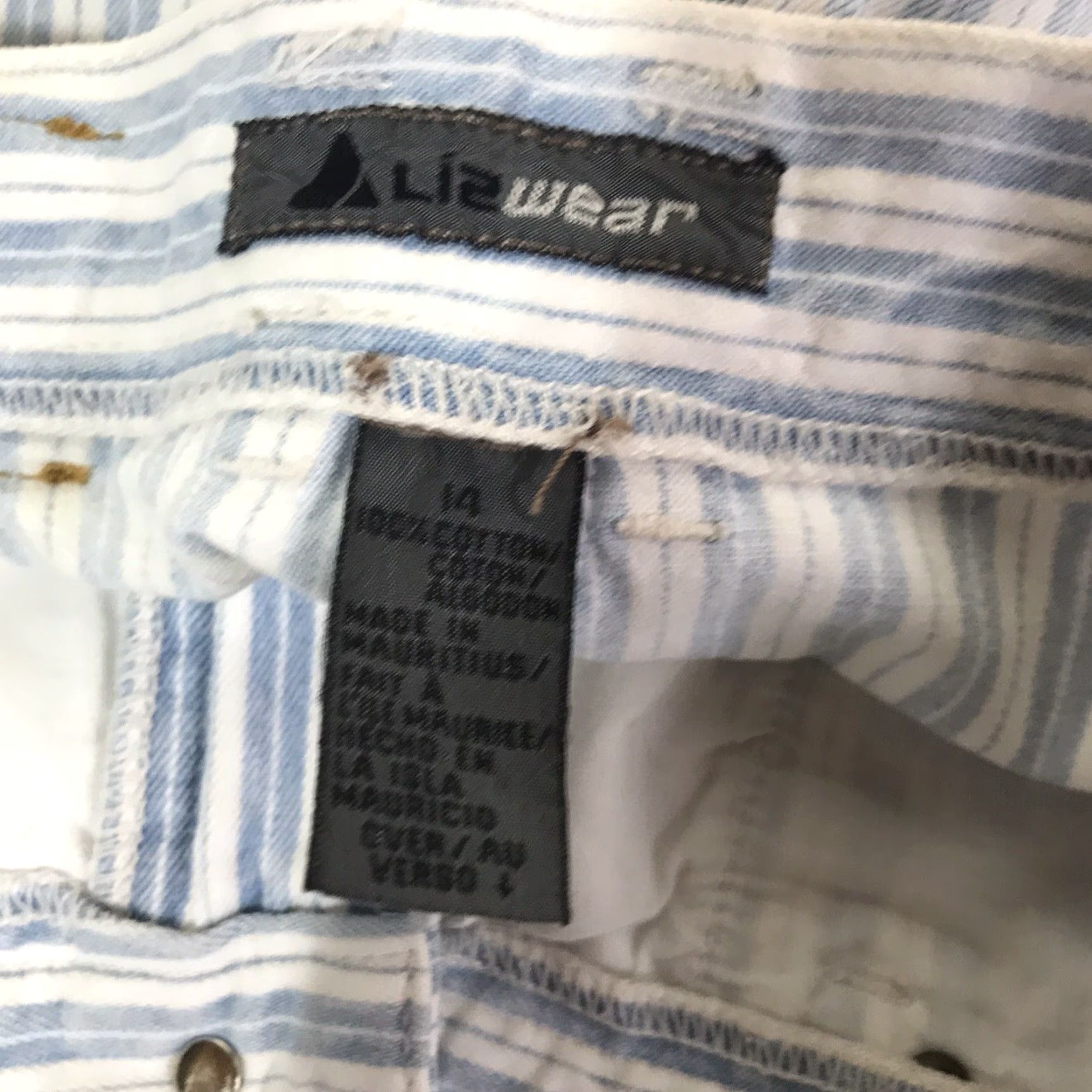 Vintage VINTAGE Lizwear Women's High Rise Denim Shorts Size 14 Blue/White Striped Casual Summer Size 36" / US 14 / IT 50 - 3 Thumbnail