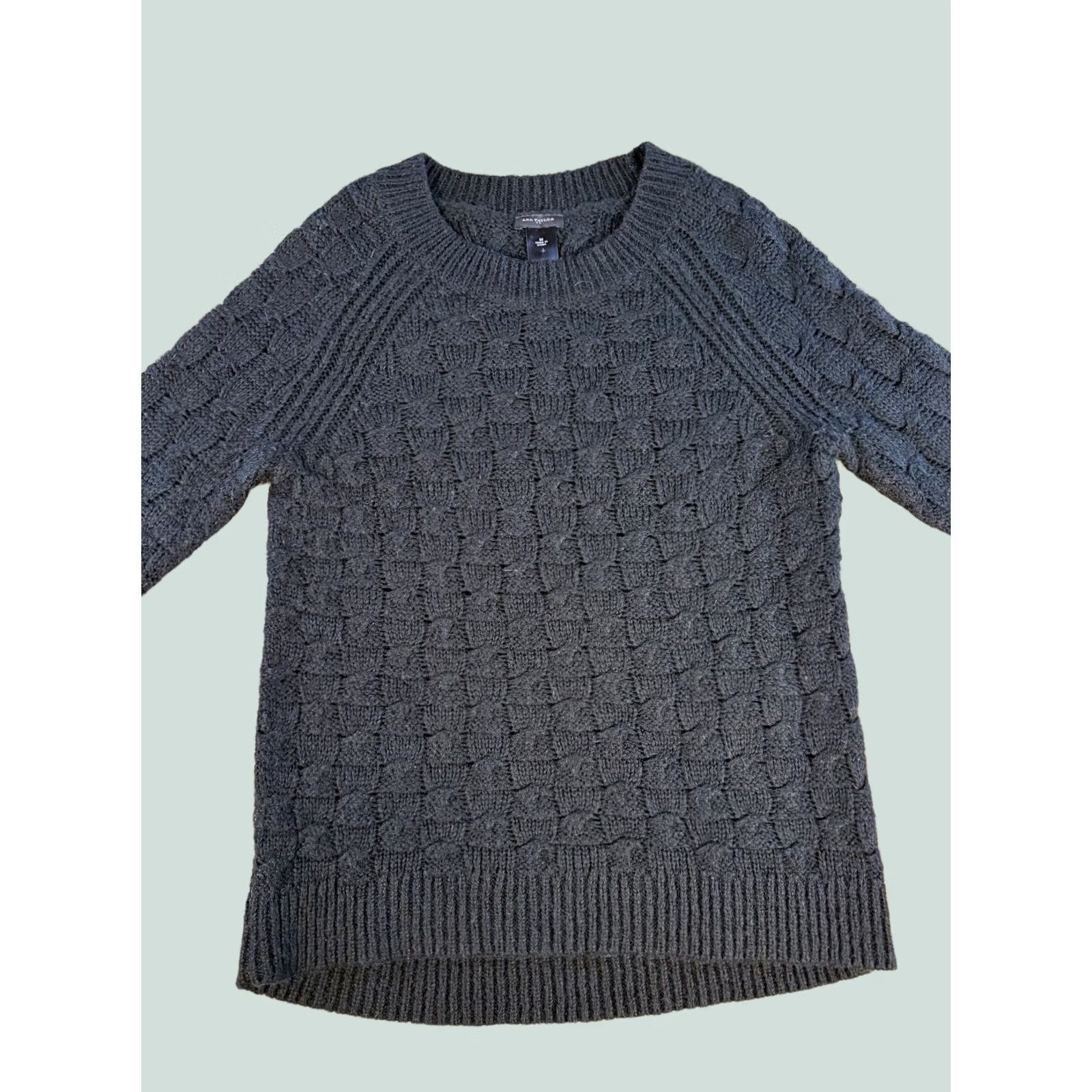 Ann Taylor Ann Taylor Womens Wool Blend Cable Knit Sweater Black Size Medium Boho F414 - Premium Size M / US 6-8 / IT 42-44 - 1 Thumbnail