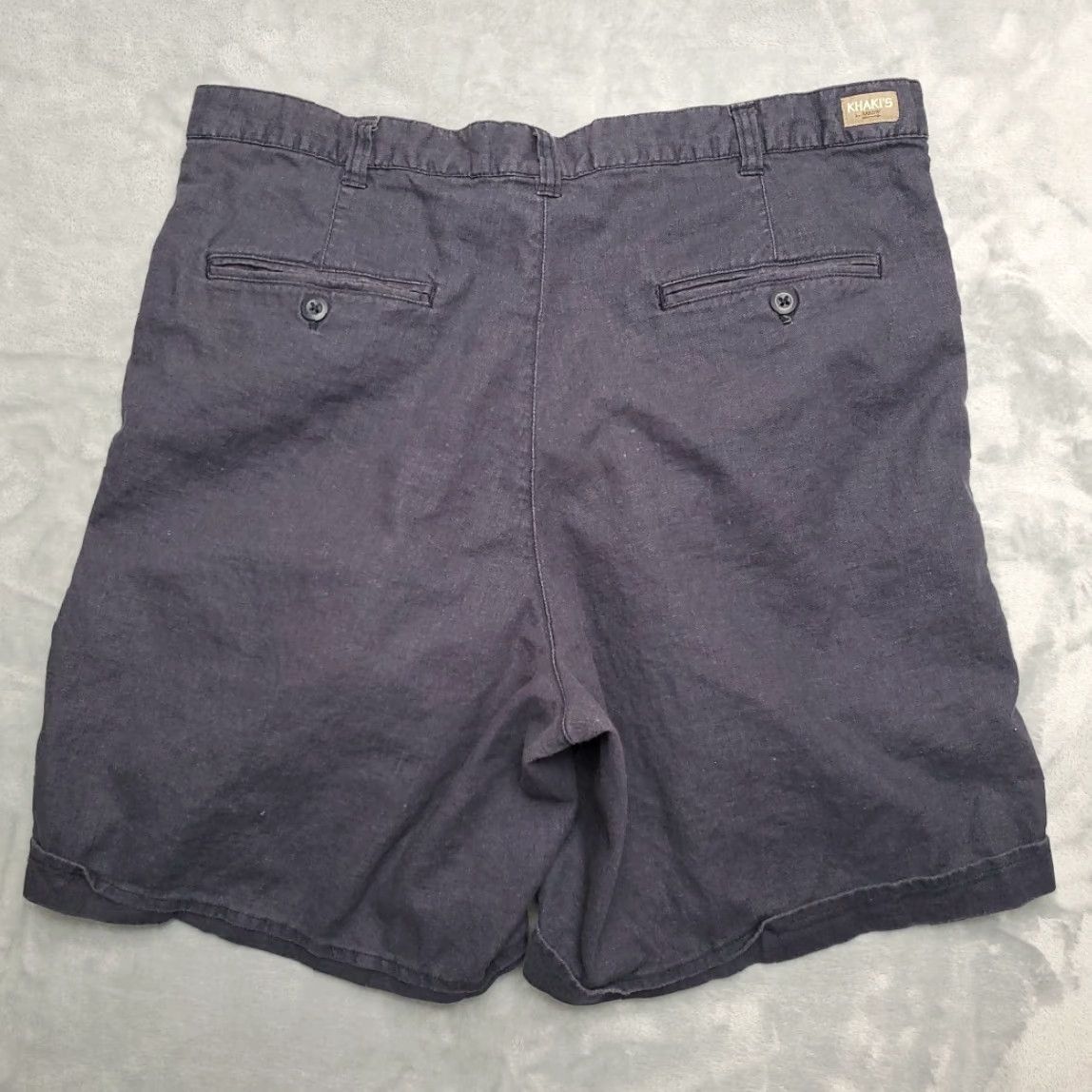 Arrow Arrow Khakis Shorts Mens Blue Linen Blend Pleated Cargo Casual Pocket Front Zip 36 Regular Size US 36 / EU 52 - 3 Thumbnail