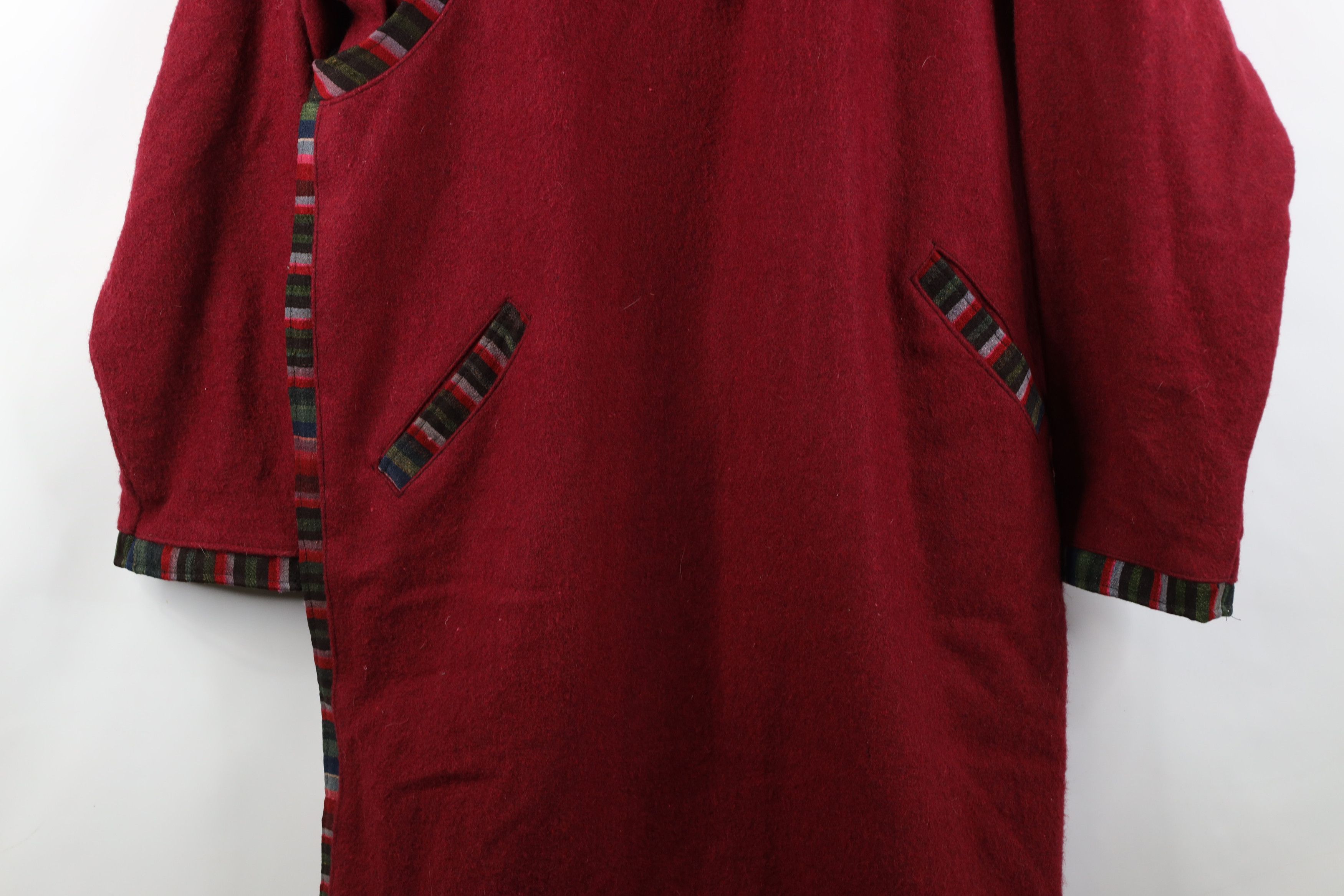Vintage Vintage 90s Streetwear Nepal Oriental Wool Coat Jacket Red Size US XL / EU 56 / 4 - 3 Thumbnail
