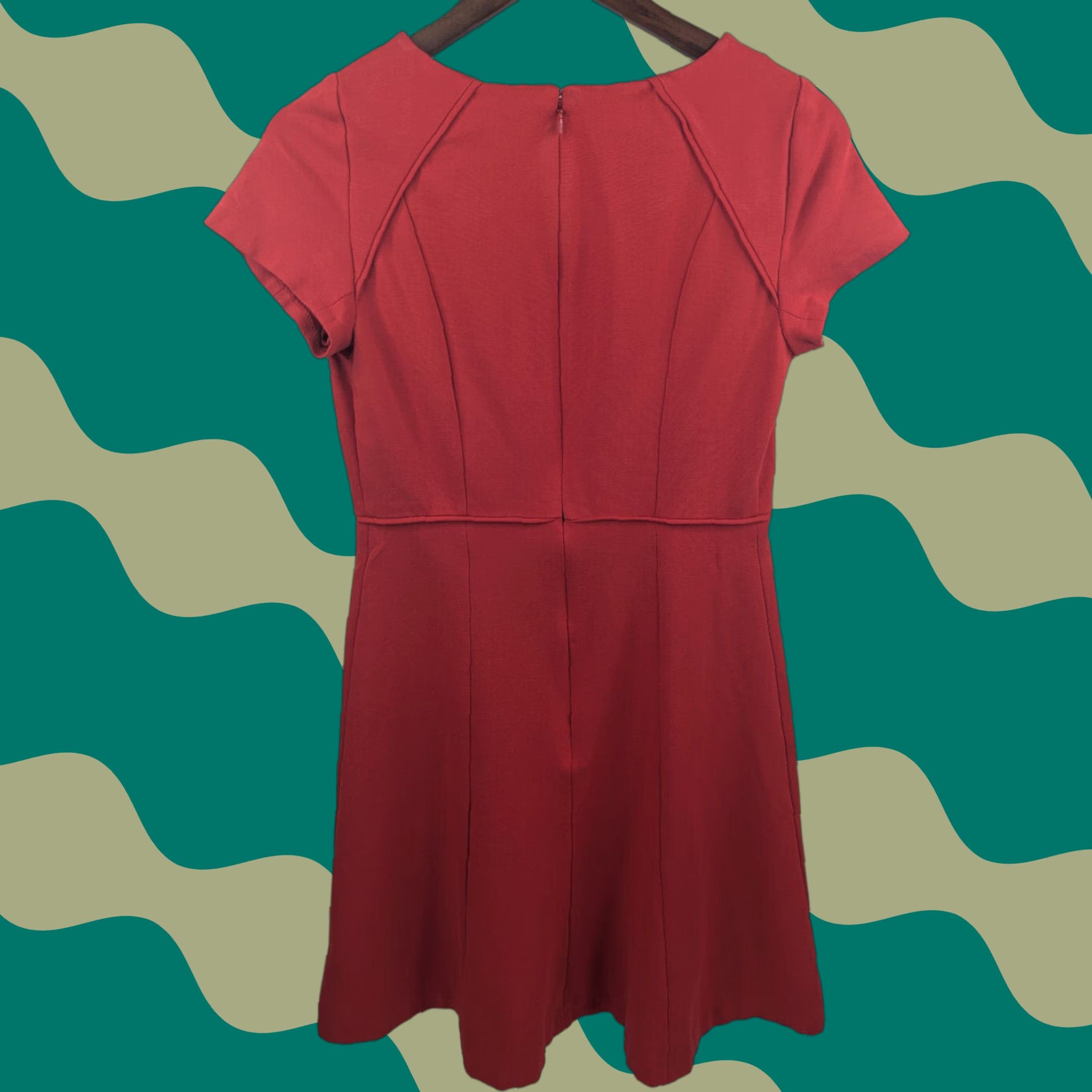 J.Crew J. Crew Factory Red Short Sleeve Dress Cap Sleeve Flounce Ponte A-Line Sheath Knee Length G9357 Size 4 Size 27" / US 4 / IT 40 - 1 Thumbnail