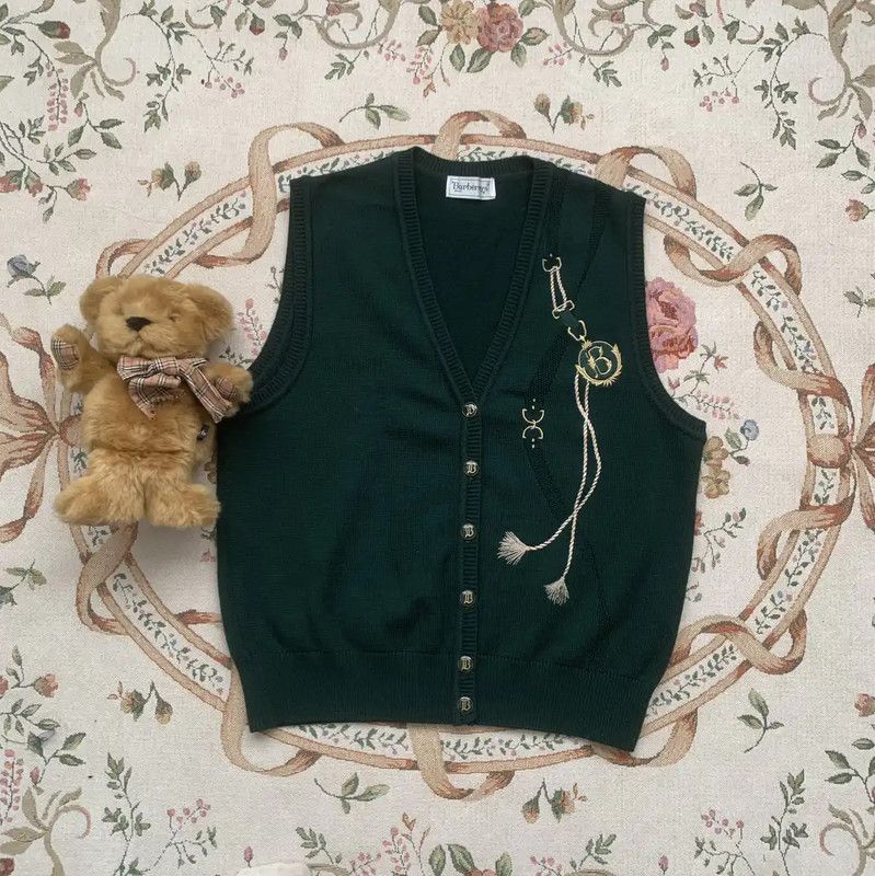 Burberry Burberry Green Wool Women's Knitted Vest Size M / US 6-8 / IT 42-44 - 1 Thumbnail