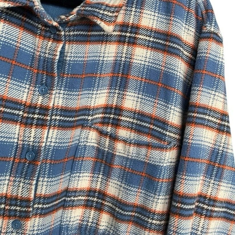 American Eagle Outfitters American Eagle Mens Blue & Orange Plaid Thick Button Down Size US XL / EU 56 / 4 - 3 Thumbnail