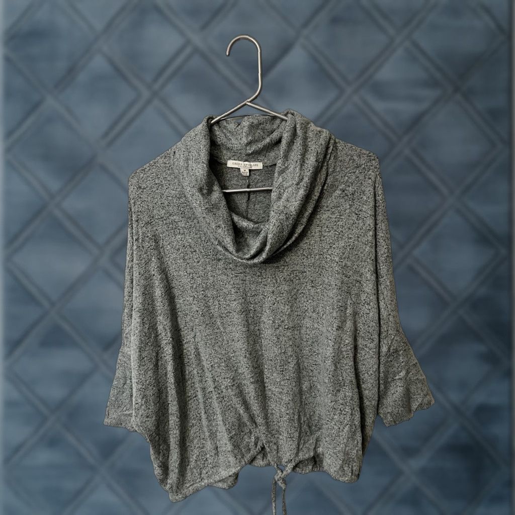 Vintage Green Envelope Sweater Cowl Neck Dolman Sleeve Tie Gray Size Medium 3/4 Sleeve Knit Pullover Women's Size M / US 6-8 / IT 42-44 - 1 Thumbnail