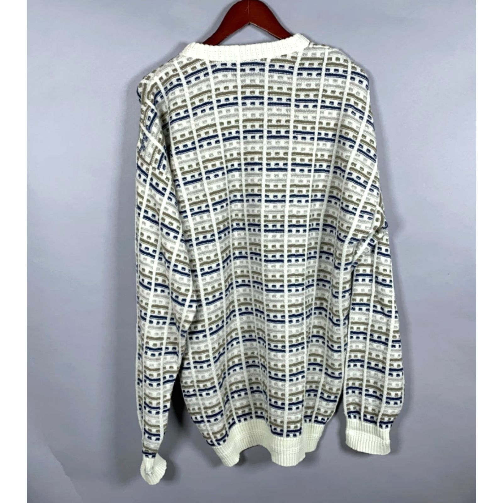 Vintage VINTAGE Pacific Wind Men's Sweater Adult Large Crewneck Knit Textured Geometric Oversized 90s Fall Winter Size US L / EU 52-54 / 3 - 2 Thumbnail