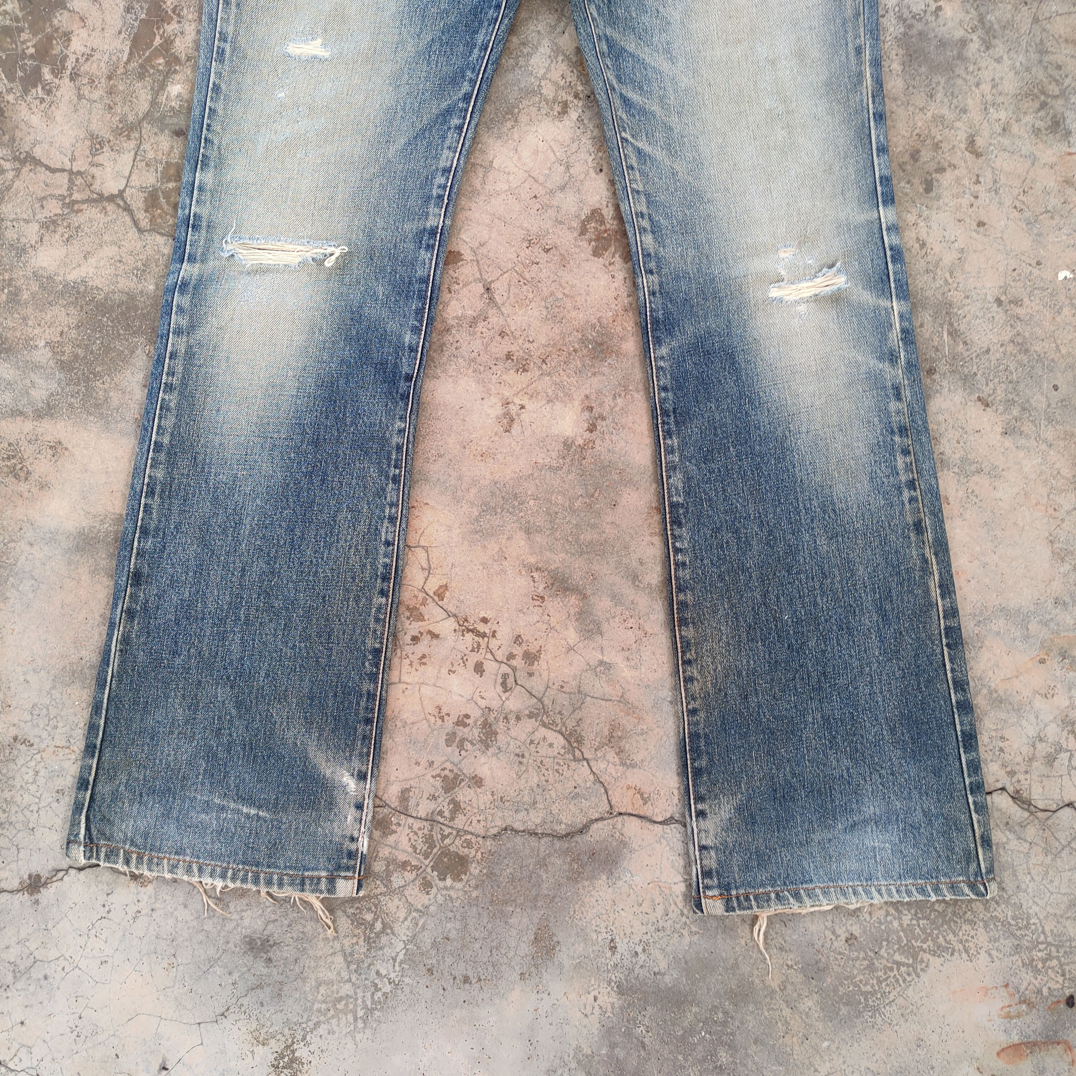 Edwin FLARE EDWIN 401 VINTAGE FADED RIPPED JEANS DENIM PANTS Size US 33 - 4 Thumbnail