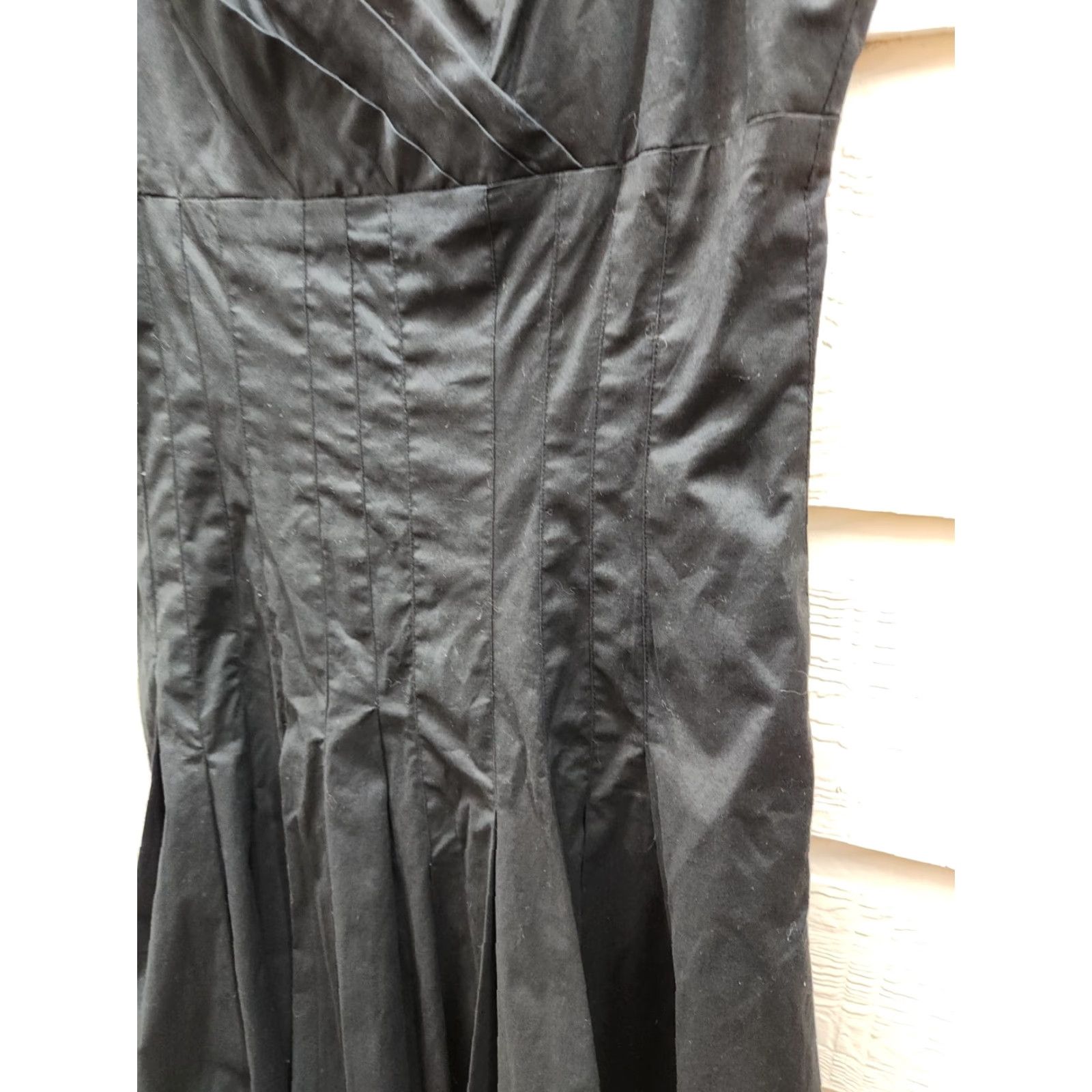 Vintage Suzi Chin for Maggy Boutique Black A-Line Dress Womens 10 Pleated Size L / US 10 / IT 46 - 3 Thumbnail