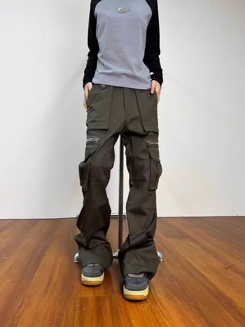 VIBE Street Y2K Zip Pocket Work Micro Flare Casual Pants Size US 34 / EU 50 - 6 Thumbnail