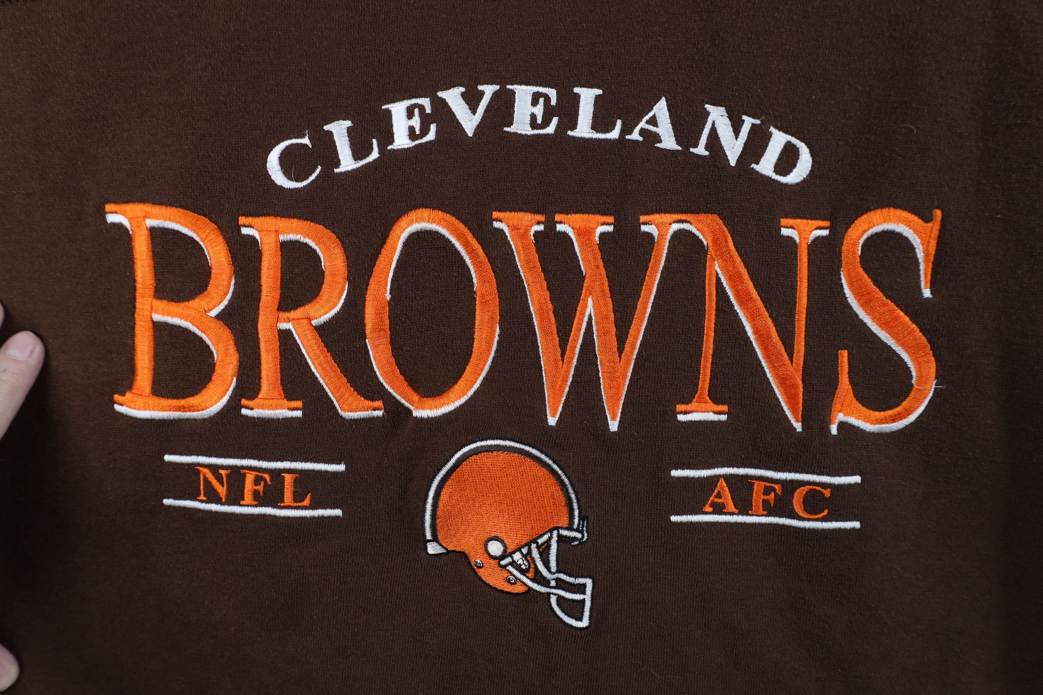 Vintage Vintage 90s Browns Football Crewneck Sweatshirt Brown Size US XL / EU 56 / 4 - 4 Thumbnail