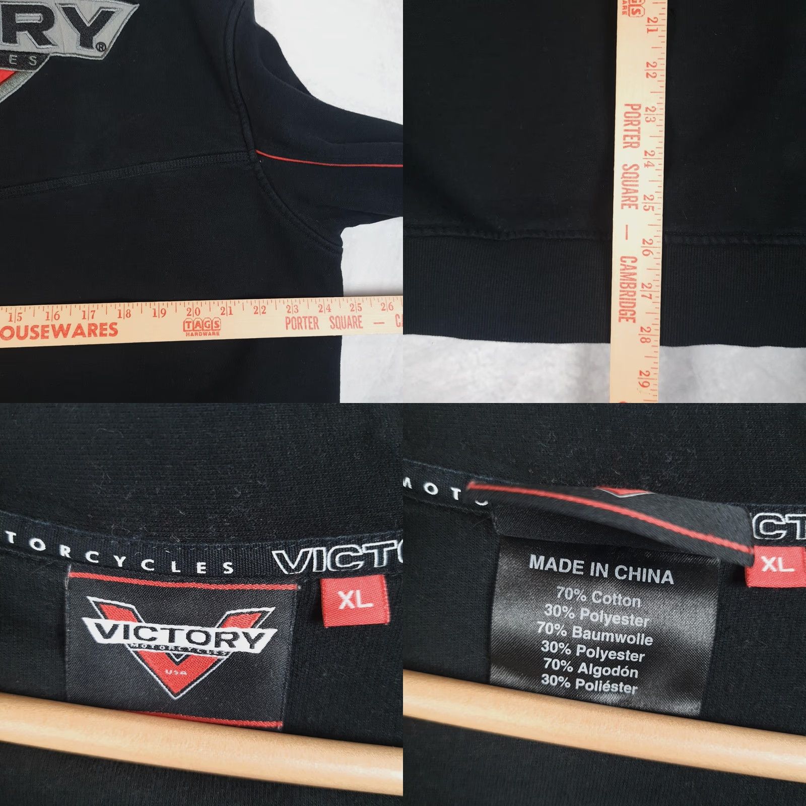 Vintage Victory Motorcycles Jacket Mens XL Black Distressed Embroidered Zip Full Zip Pockets Stand-Up Collar Autumn Casual Riding US Logo Size US XL / EU 56 / 4 - 11 Thumbnail