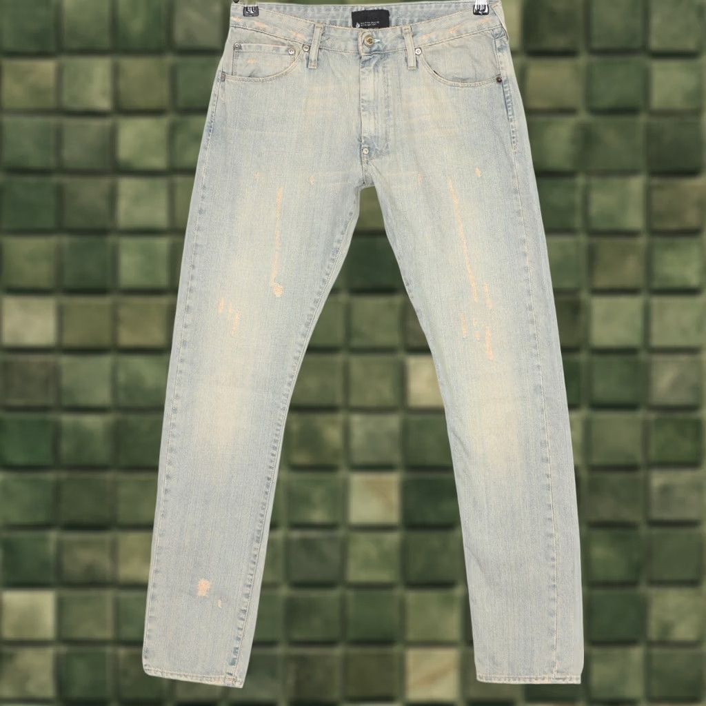 Vintage ACNE ACTION JEANS Tapered Jeans Men W29 L32 Blue Light Wash Logo Slim Fit Zip Cotton Denim Size US 29 - 1 Thumbnail