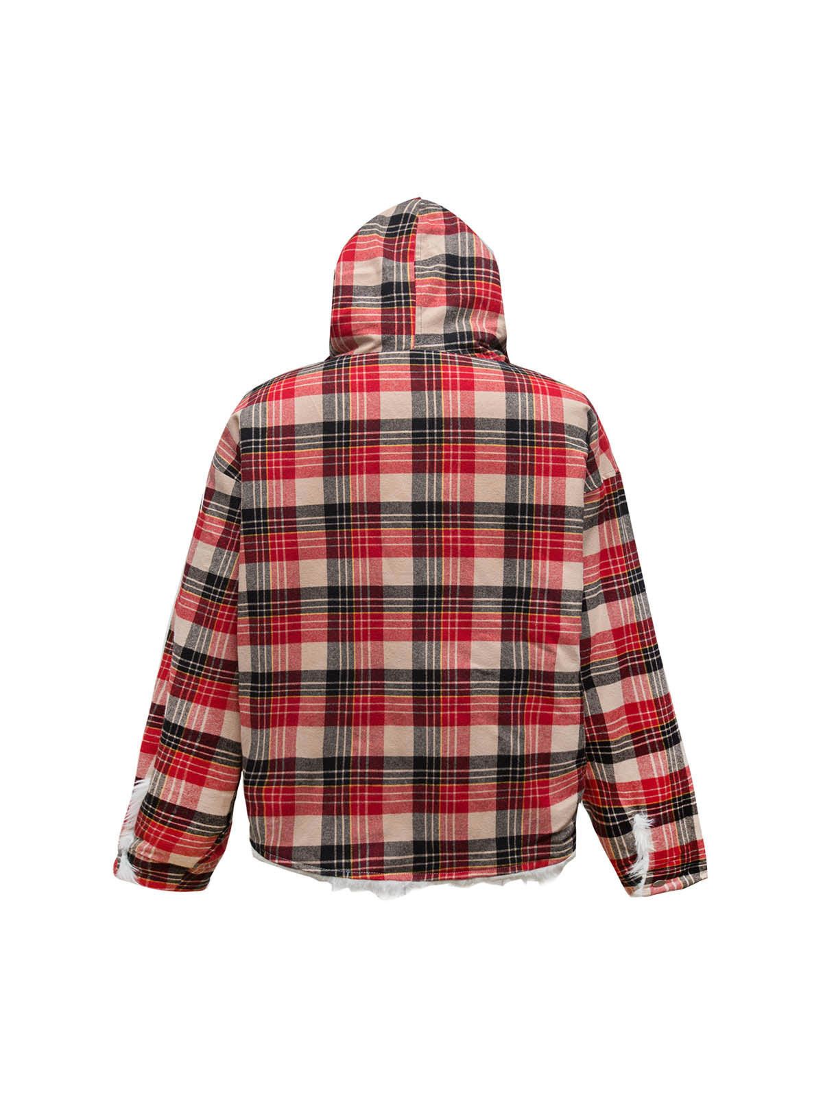 Japanese Brand Plaid Sherpa Lined Fur Hooded Jacket Size US M / EU 48-50 / 2 - 2 Thumbnail