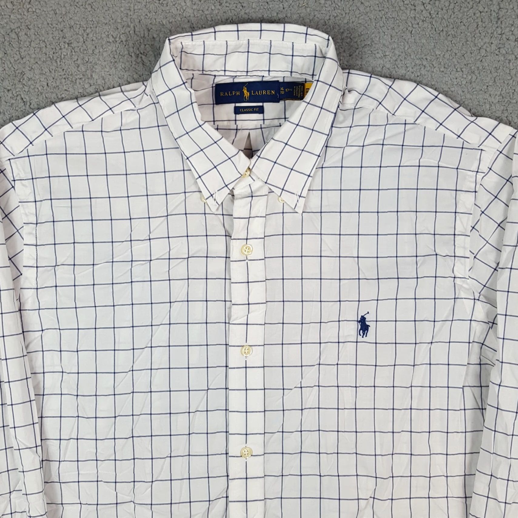 Ralph Lauren VINTAGE Ralph Lauren Men's Button-Down Shirt XL White Checked Collared Preppy Casual Workwear 90s Size 46R - 2 Thumbnail