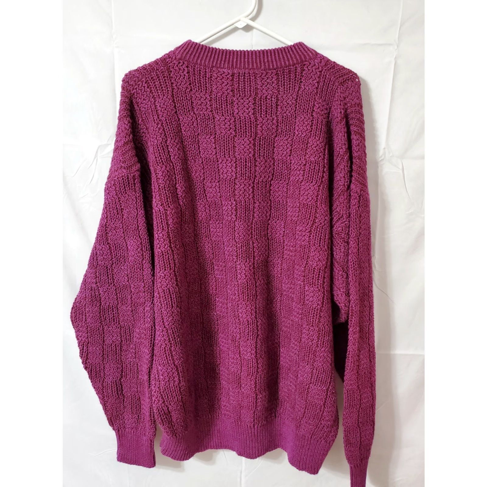 Vintage VINTAGE Weekends Sweater XL Purple Patchwork Crew Neck Knits, Cotton Blend, Ramie, Heavyweight, 80s Pullover, Women Size XL / US 12-14 / IT 48-50 - 6 Thumbnail