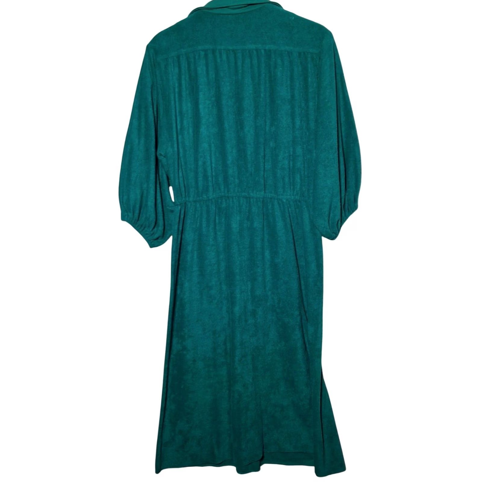 Vintage VINTAGE Montgomery Ward Terry Cloth Dress Shirt Dress 18 Green 1970s Size XXL / US 16-18 / IT 52-54 - 2 Thumbnail