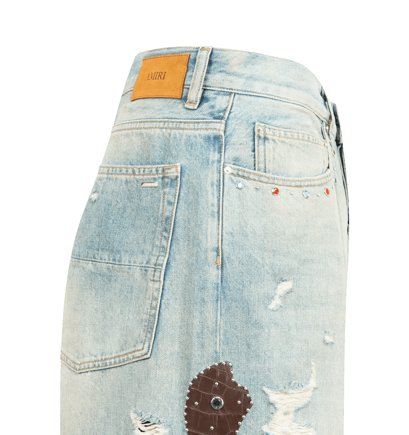 Amiri o1h1sh10526 Bones Studded Baggy Jean Size US 34 / EU 50 - 4 Thumbnail