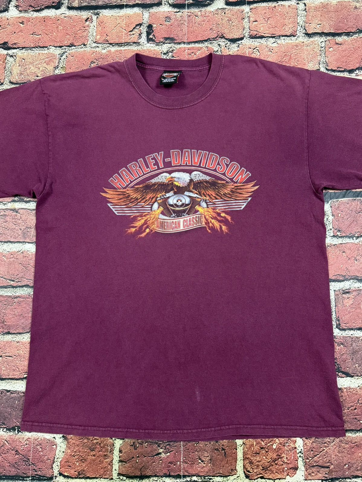 Harley Davidson Harley Davidson Maroon T Shirt Eagle Flames Winchester VA Size US XL / EU 56 / 4 - 3 Thumbnail