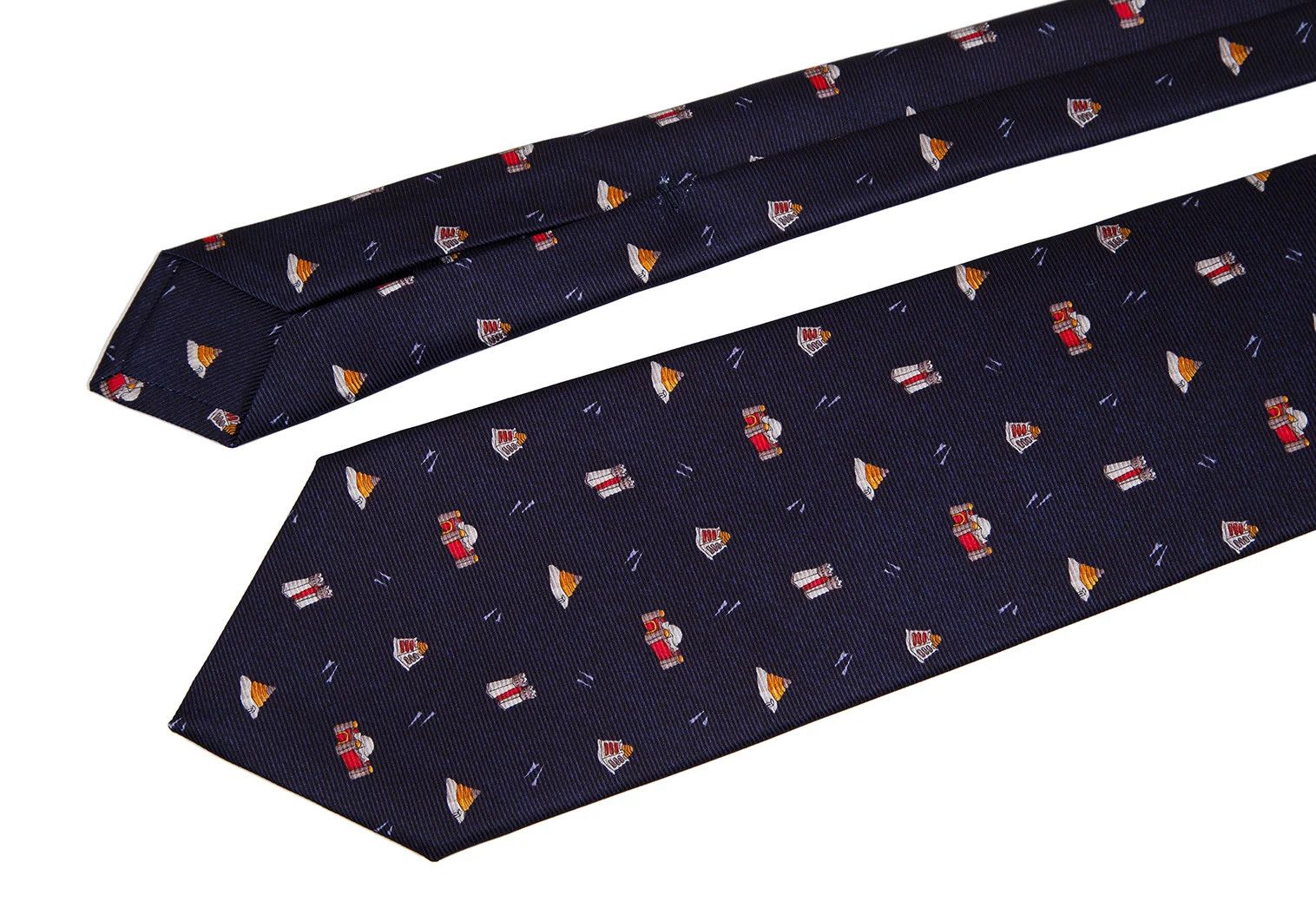 Bvlgari Silk Architectural Print Tie in Navy Blue Size ONE SIZE - 3 Thumbnail