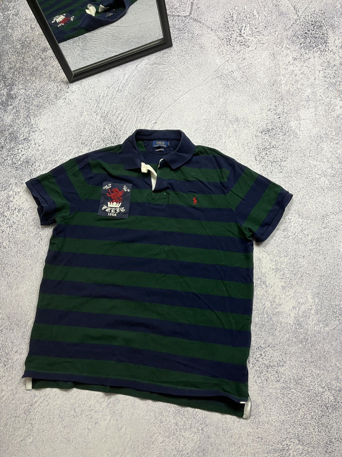 Polo Ralph Lauren × Ralph Lauren Polo Ralph Lauren Striped Rugby Polo Shirt RLPC Big Logo Y2K Size US L / EU 52-54 / 3 - 2 Thumbnail