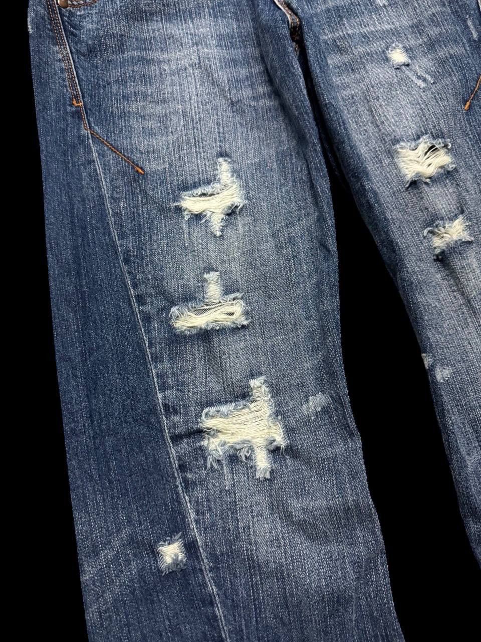 Japanese Brand TWIST LEG Vintage Uj Jean Sick Distressed Ripped Mudwash Size US 32 / EU 48 - 7 Thumbnail