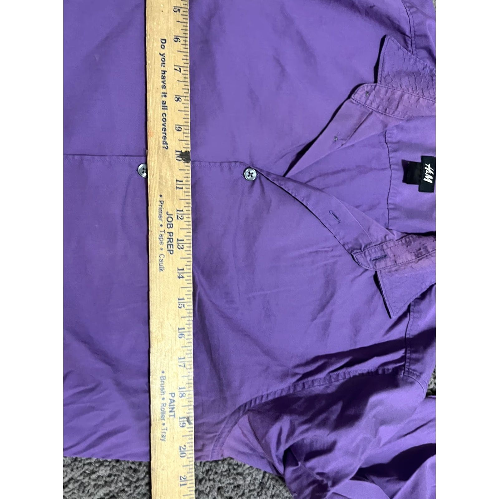H&M H&M Button-Up Long-Sleeve Dress Shirt Purple Size Large - Men - Fine Stretch Easy-Iron - Slim - Classic - Button-Down Collar Size 42R - 4 Thumbnail