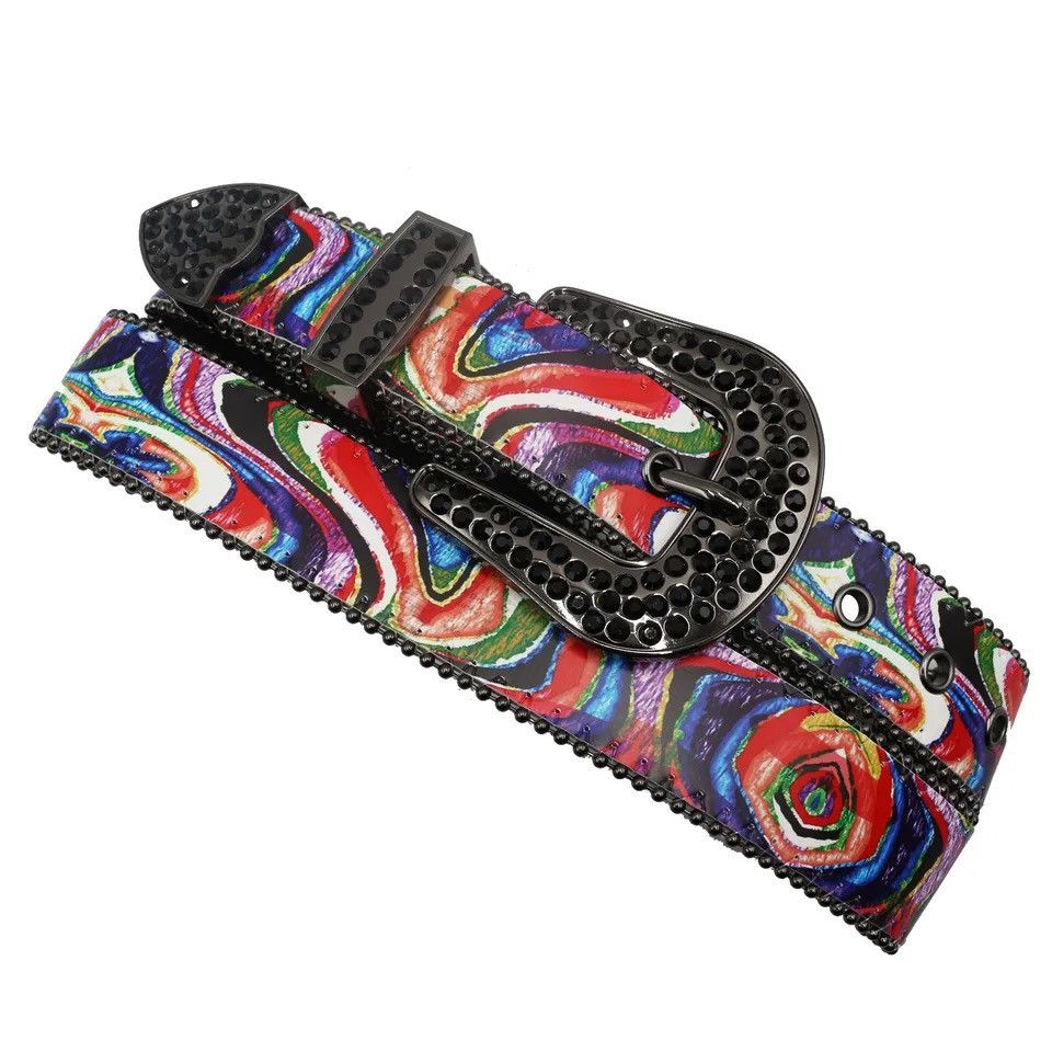 Vintage Rhinestone Belt Adjustable PU leather Western Denim Belt Size ONE SIZE - 2 Thumbnail