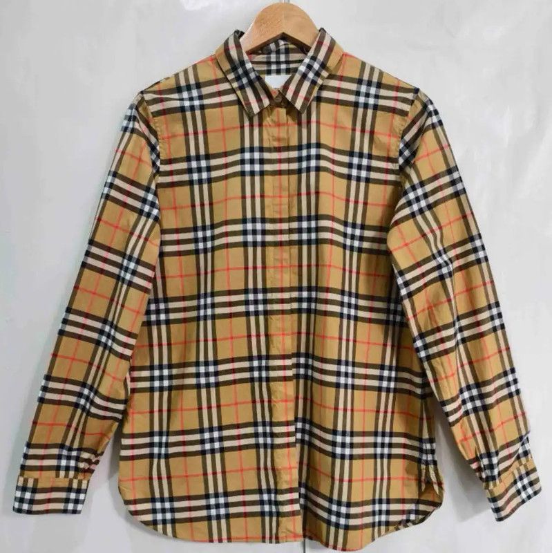 Burberry Burberry Long Sleeve Cotton Shirt in Khaki Size XL / US 12-14 / IT 48-50 - 1 Thumbnail