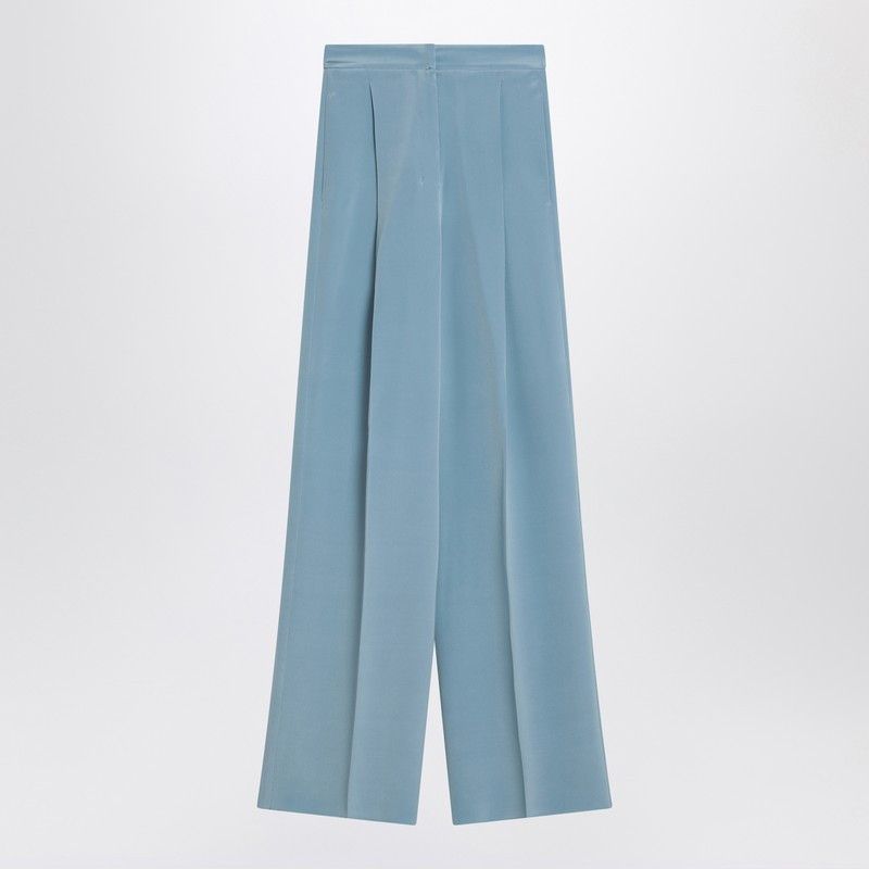 パンツ Max Mara Pianoforte Wide-Leg Sky Blue Trousers In Silk Max Mara Pianoforte Wide-leg sky blue trousers in silk