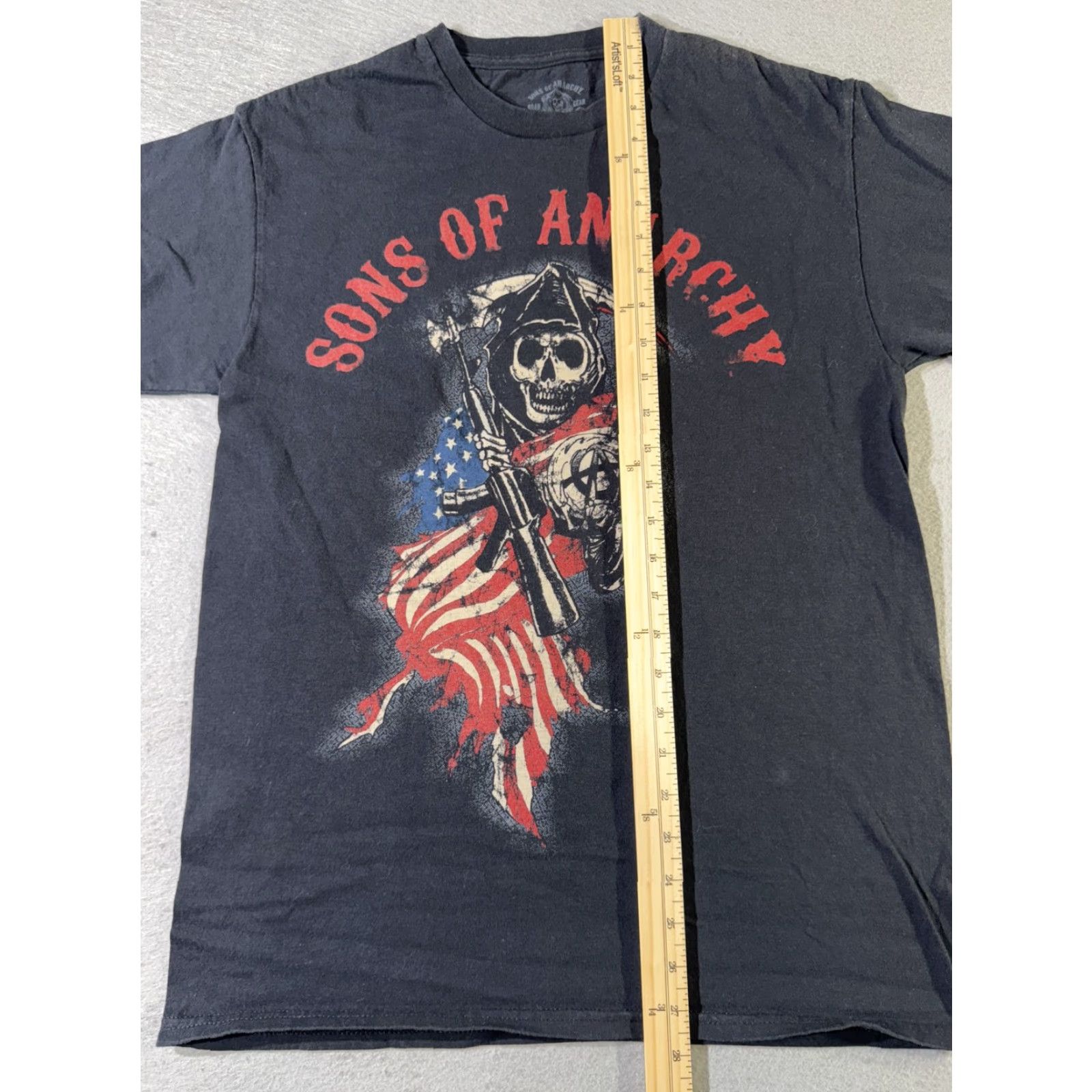 Vintage Sons of Anarchy Shirt Mens Medium Black Reaper Flag Graphic Tee FX TV Show Size US M / EU 48-50 / 2 - 6 Thumbnail
