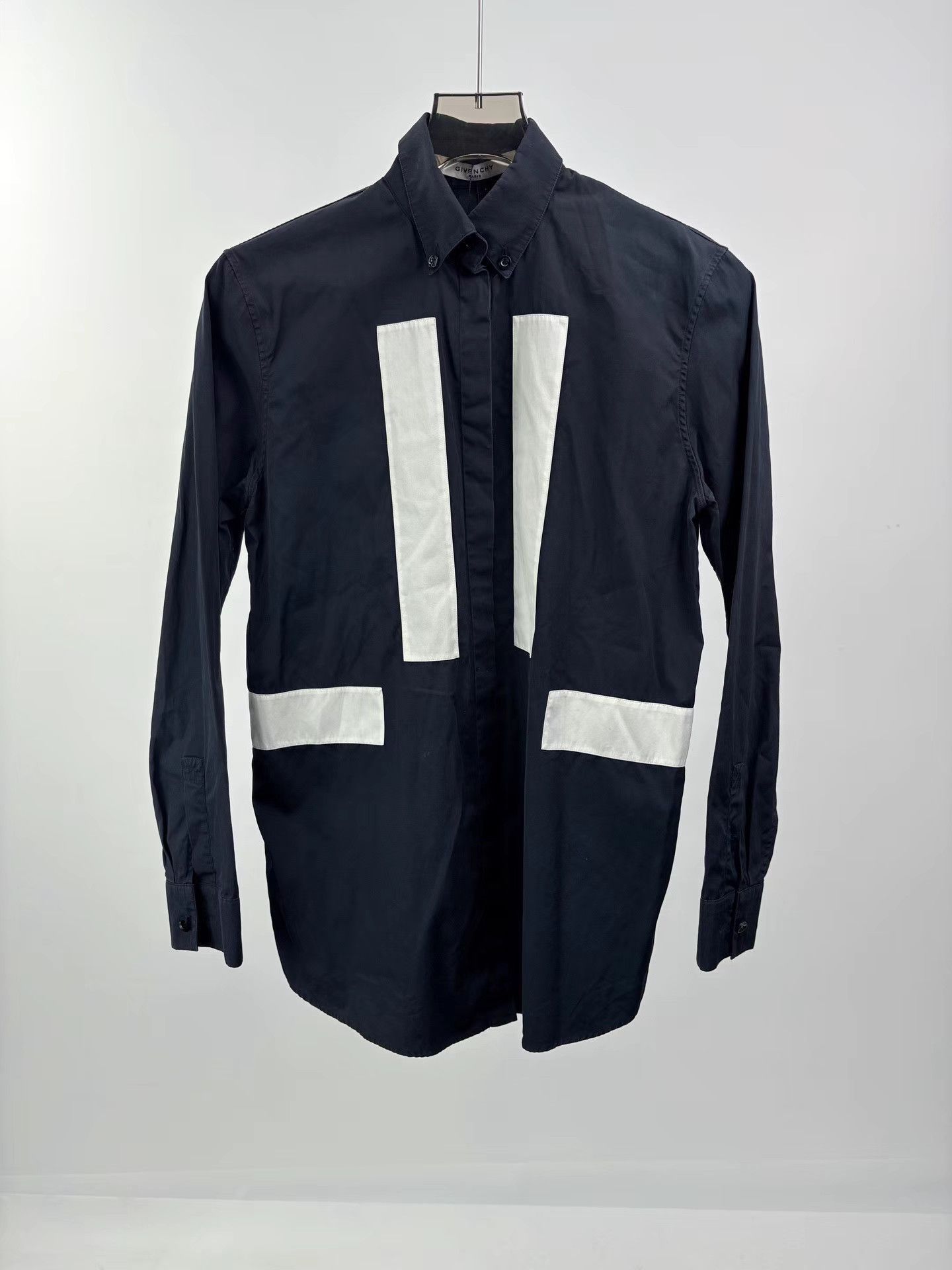 Givenchy GIVENCHY Black & White Color Block Long Sleeve Shirt Size US XS / EU 42 / 0 - 1 Thumbnail
