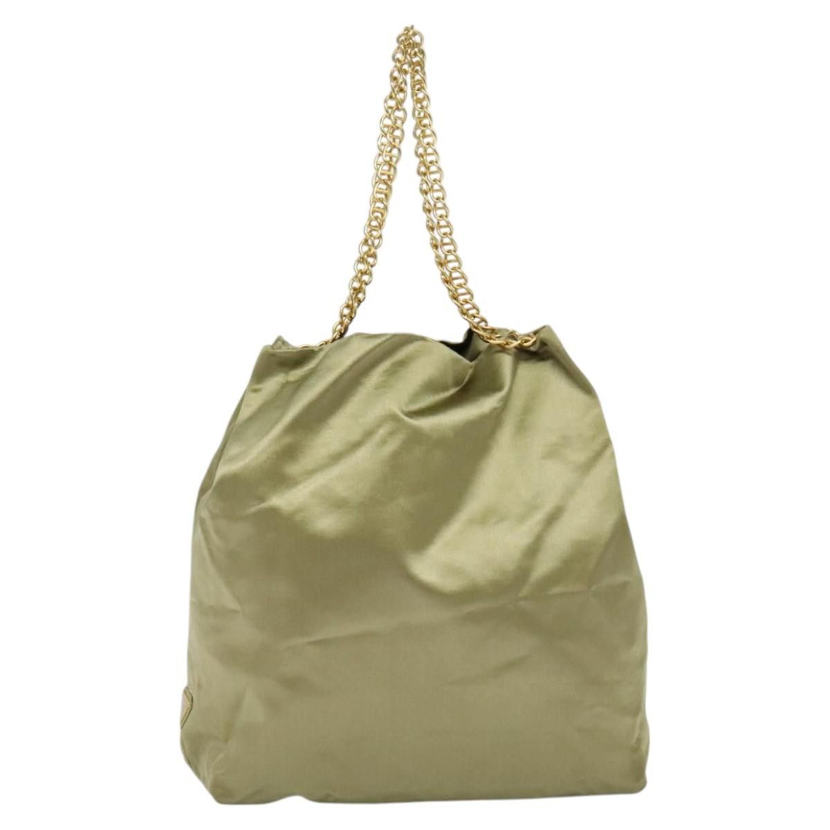 Prada Tessuto Khaki Synthetic Shoulder Bag (Pre-Owned) in Beige, Women's