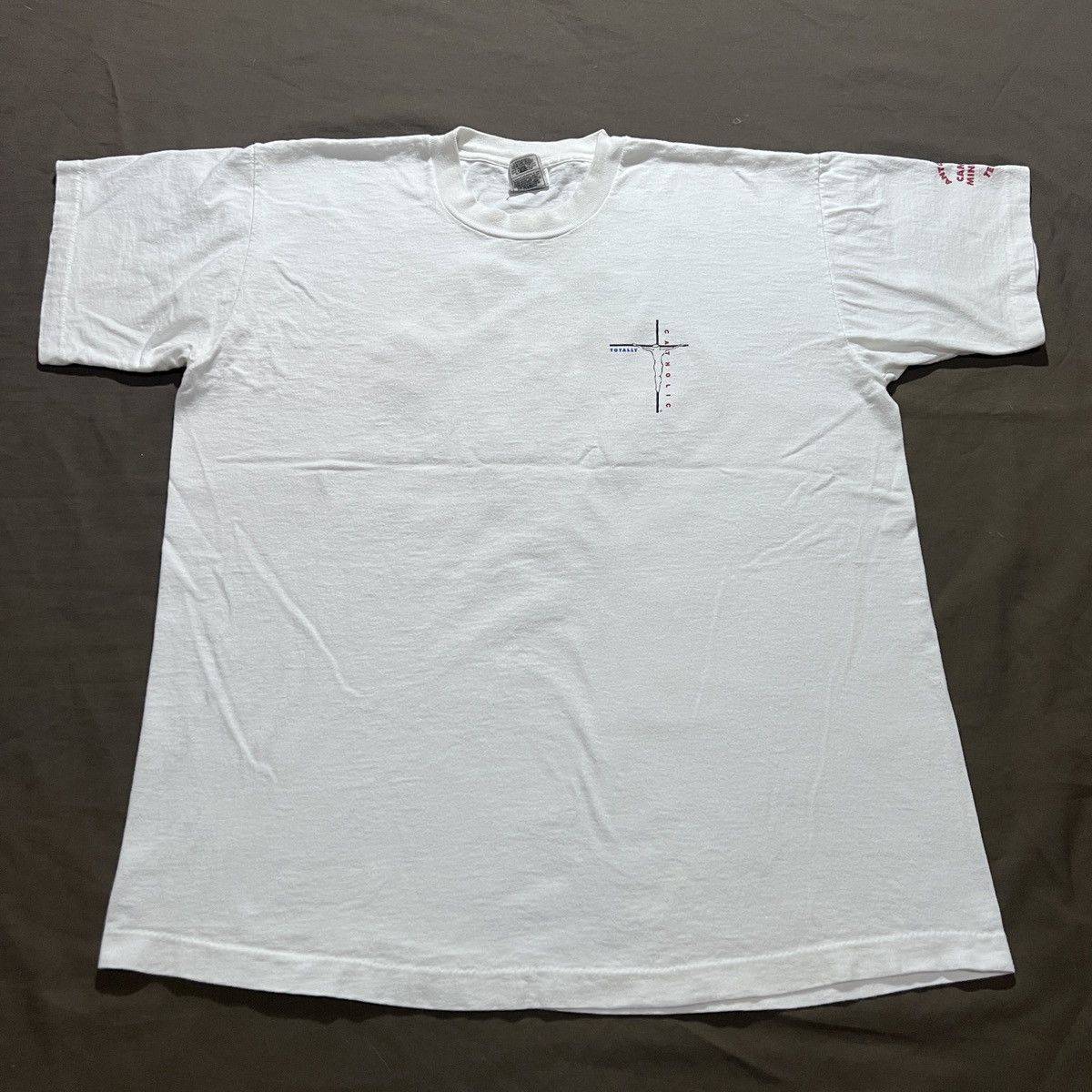 Vintage Vintage 90s CATHOLIC Jesus God Holy Bible Promo Tee Size US XL / EU 56 / 4 - 5 Thumbnail