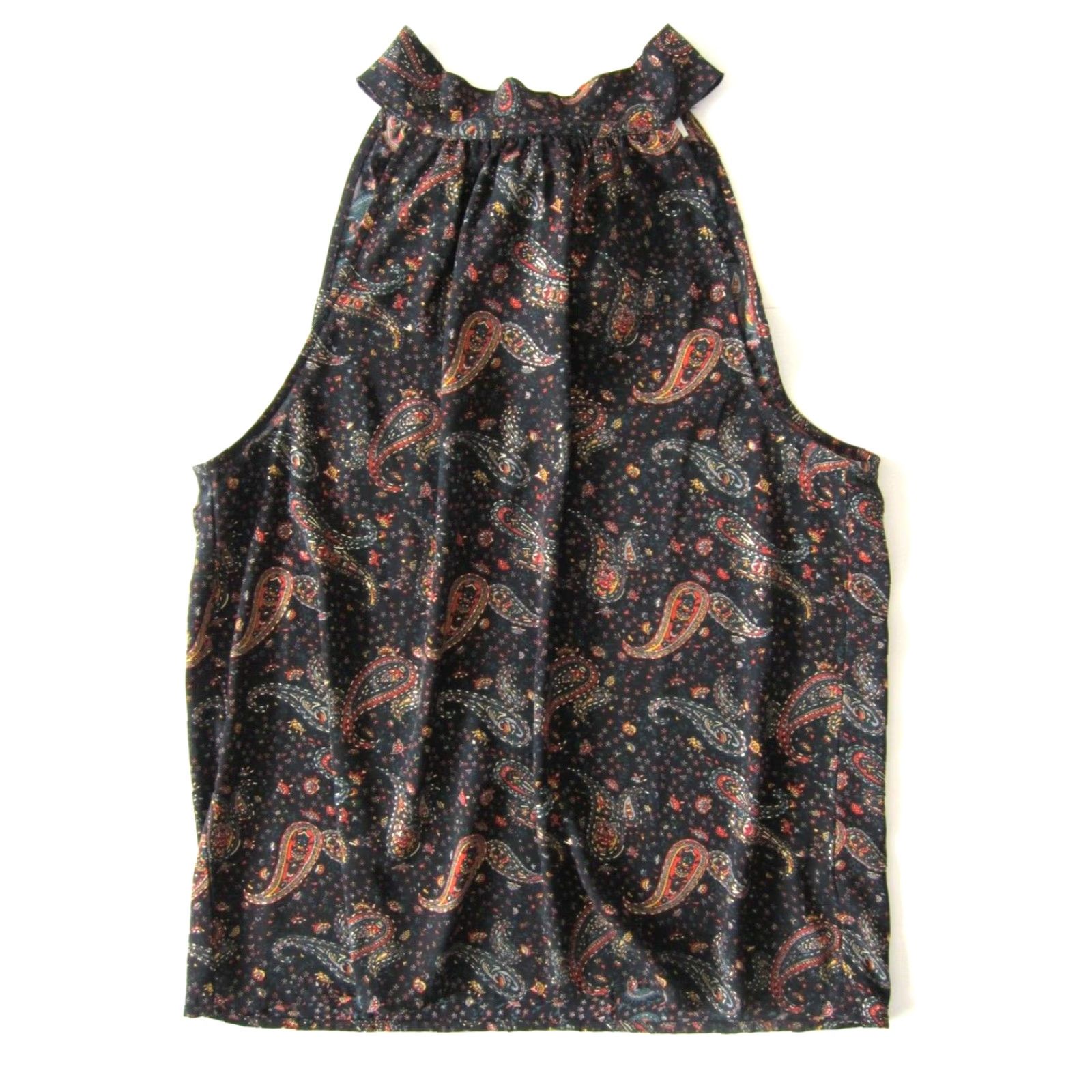 J.Crew J.Crew Black Green Orange Gold Paisley Floral Mock Neck Sleeveless Blouse 6 Size M / US 6-8 / IT 42-44 - 2 Thumbnail