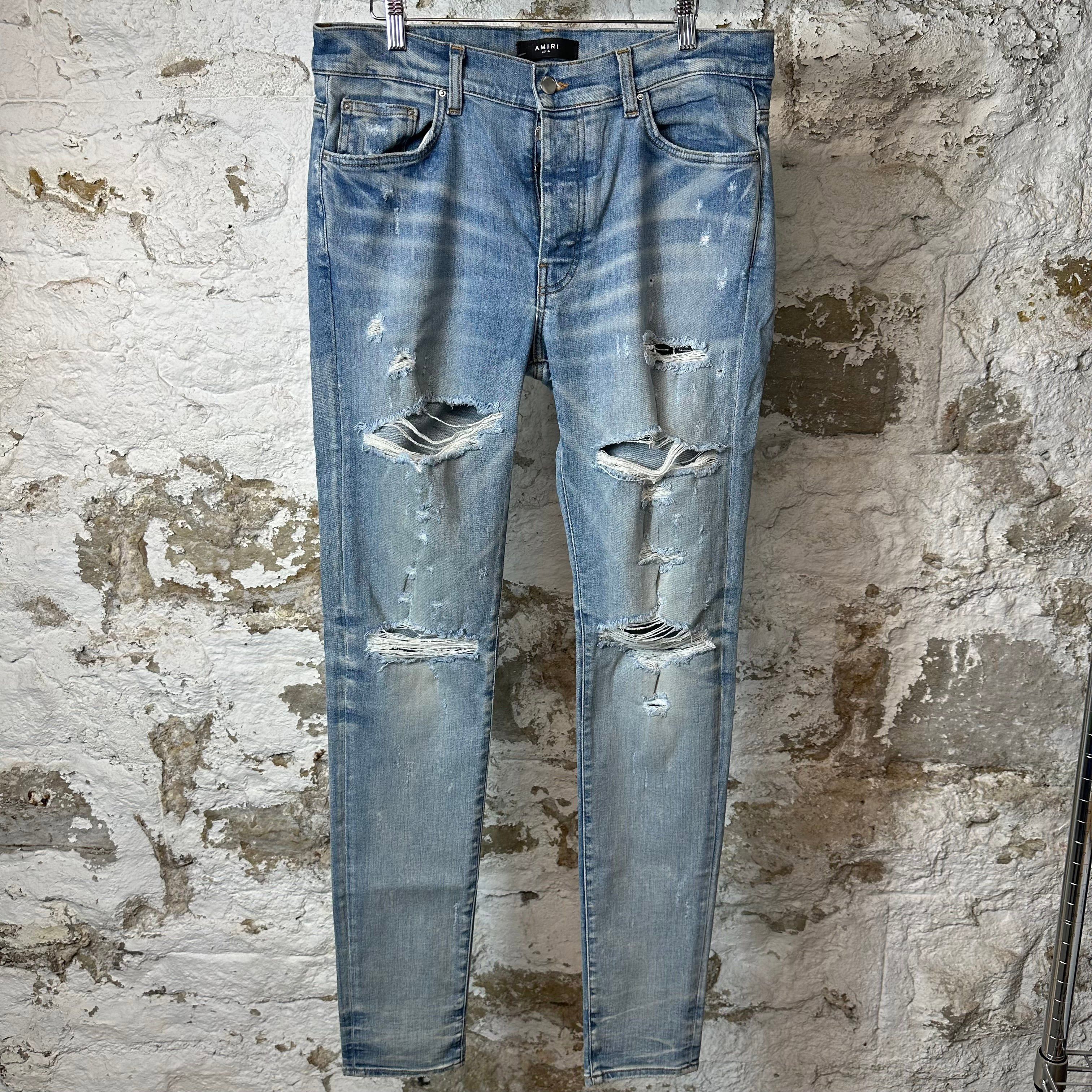 Amiri Amiri Plain Distressed Blue Denim Jeans Sz 34 Size US 34 / EU 50 - 1 Thumbnail