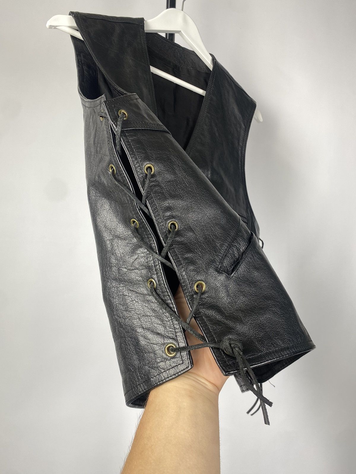 Japanese Brand Vintage ⚡️ LEATHER VEST OPIUM ROCK METAL Y2K BIKER VTG Size US M / EU 48-50 / 2 - 2 Thumbnail