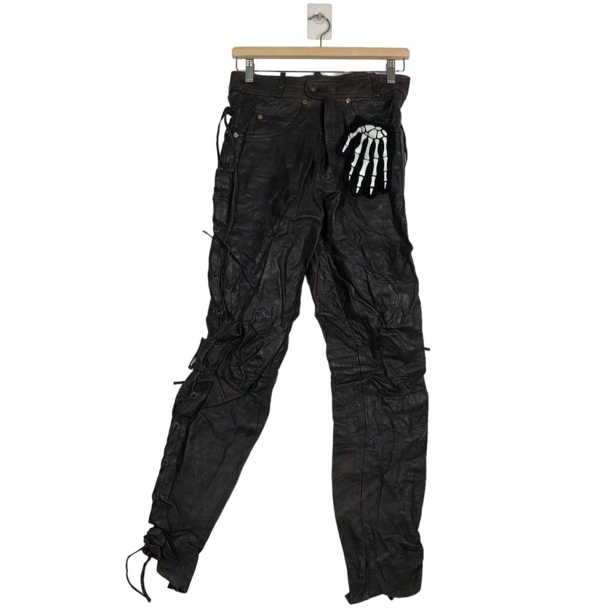 Genuine Leather 🔥Rare Bondage Genuine Leather Pants Issey Miyake Japan Size US 28 / EU 44 - 2 Thumbnail