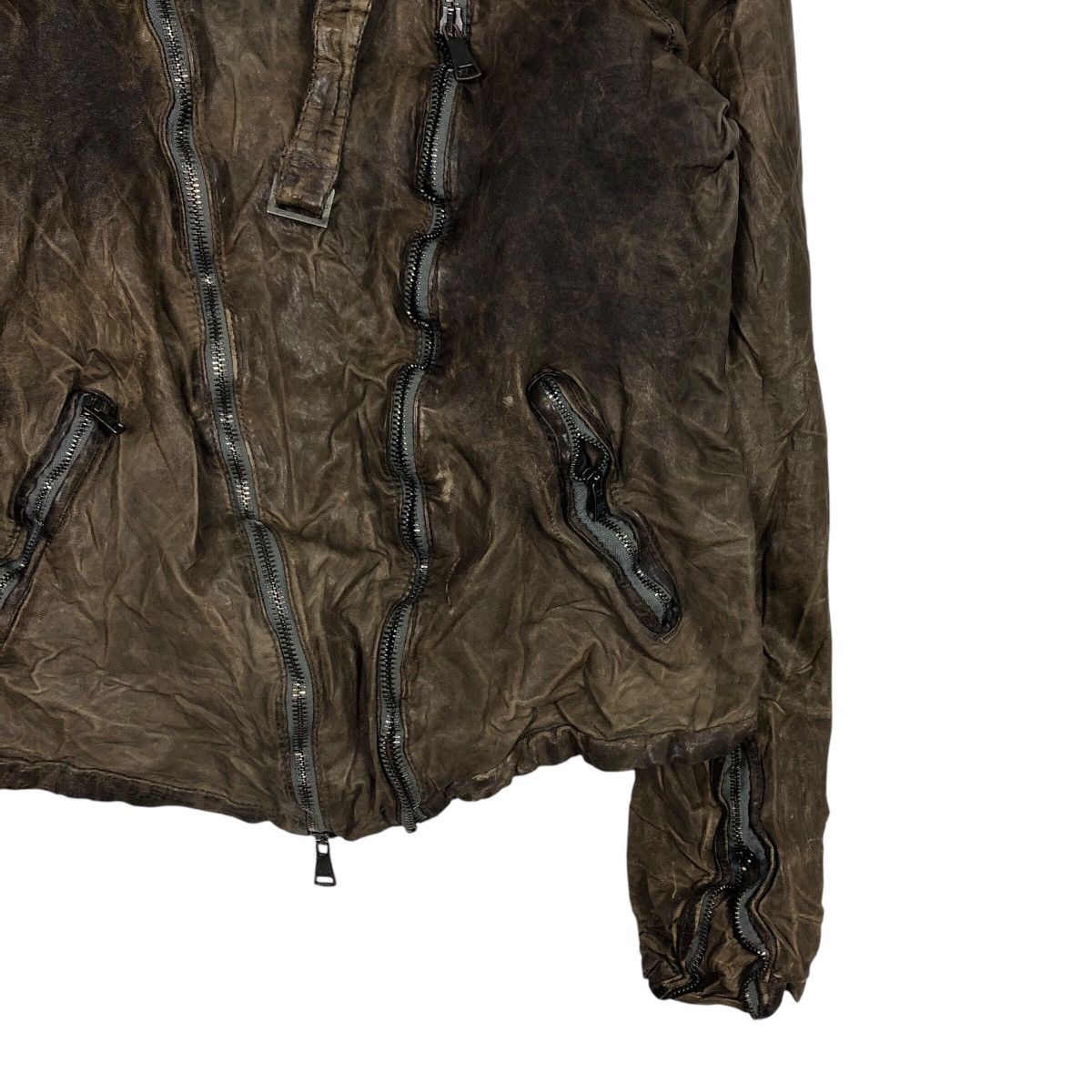 Giorgio Brato Biker Leather Jacket Asymmetrical Zipper Girgio Brato Italy Size L / US 10 / IT 46 - 6 Thumbnail
