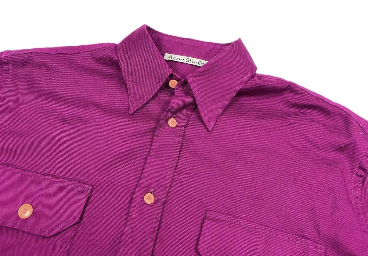 Acne Studios Acne Studios 1996 Back Slogan Purple Short Sleeve Shirt J31 Size US S / EU 44-46 / 1 - 3 Thumbnail