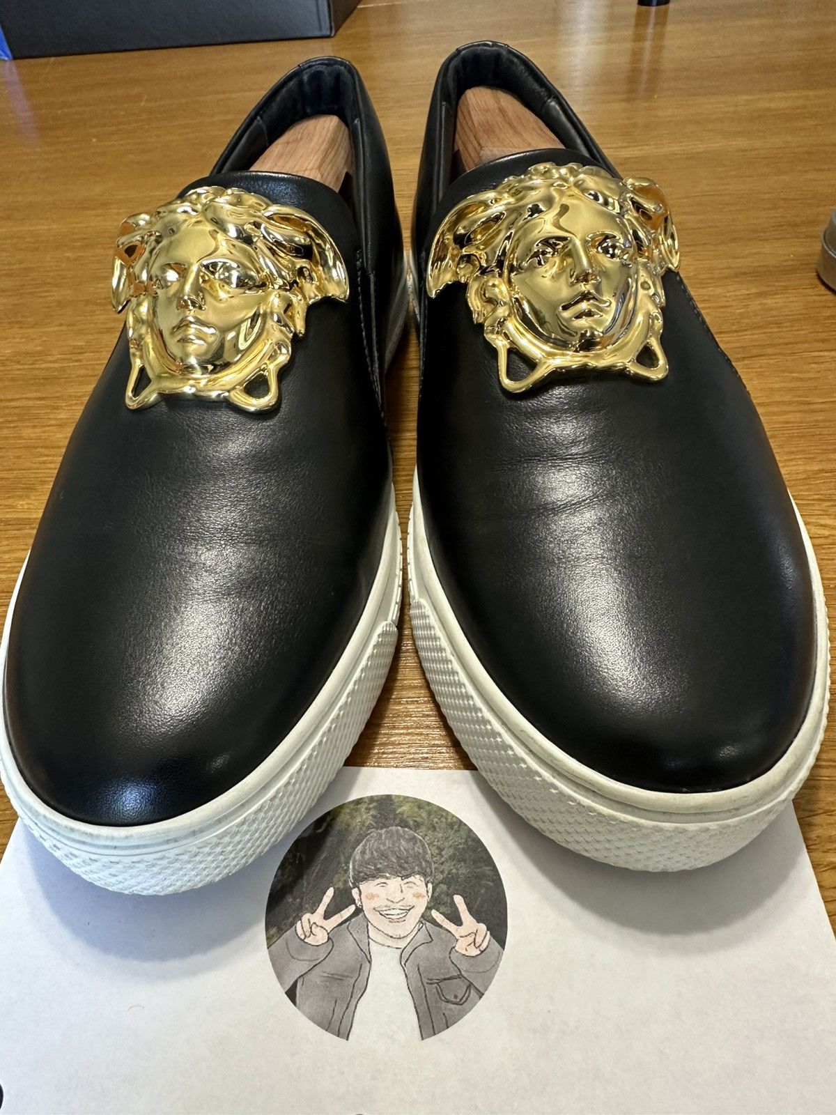 Versace VERSACE White Leather Palazzo Medusa Slip On Sneakers Size US 7.5 / EU 40-41 - 2 Thumbnail