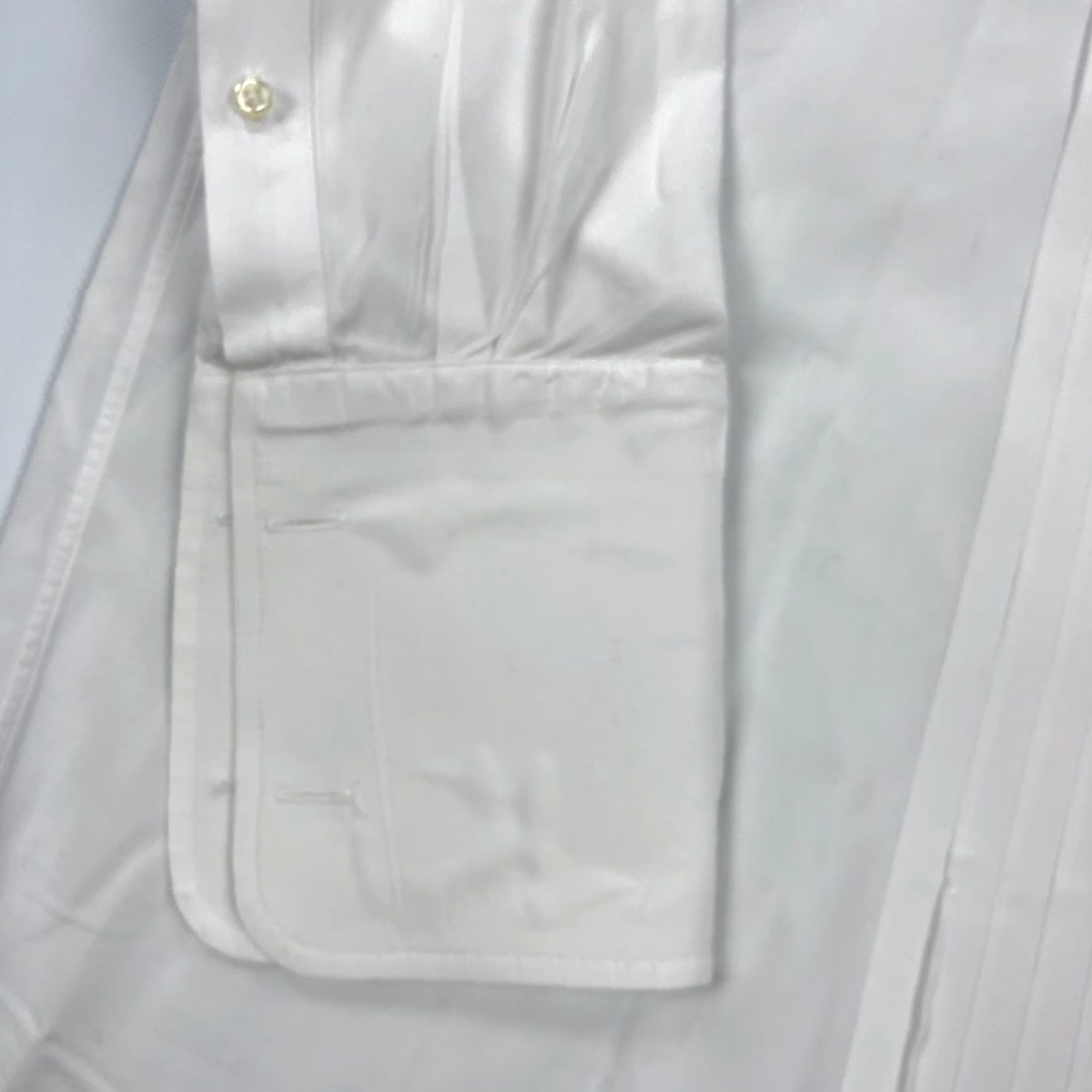 Jos A Bank Dress Shirt Mens 16.5/33 White Solid Pleated French Cuff Wing  Collar Tuxedo