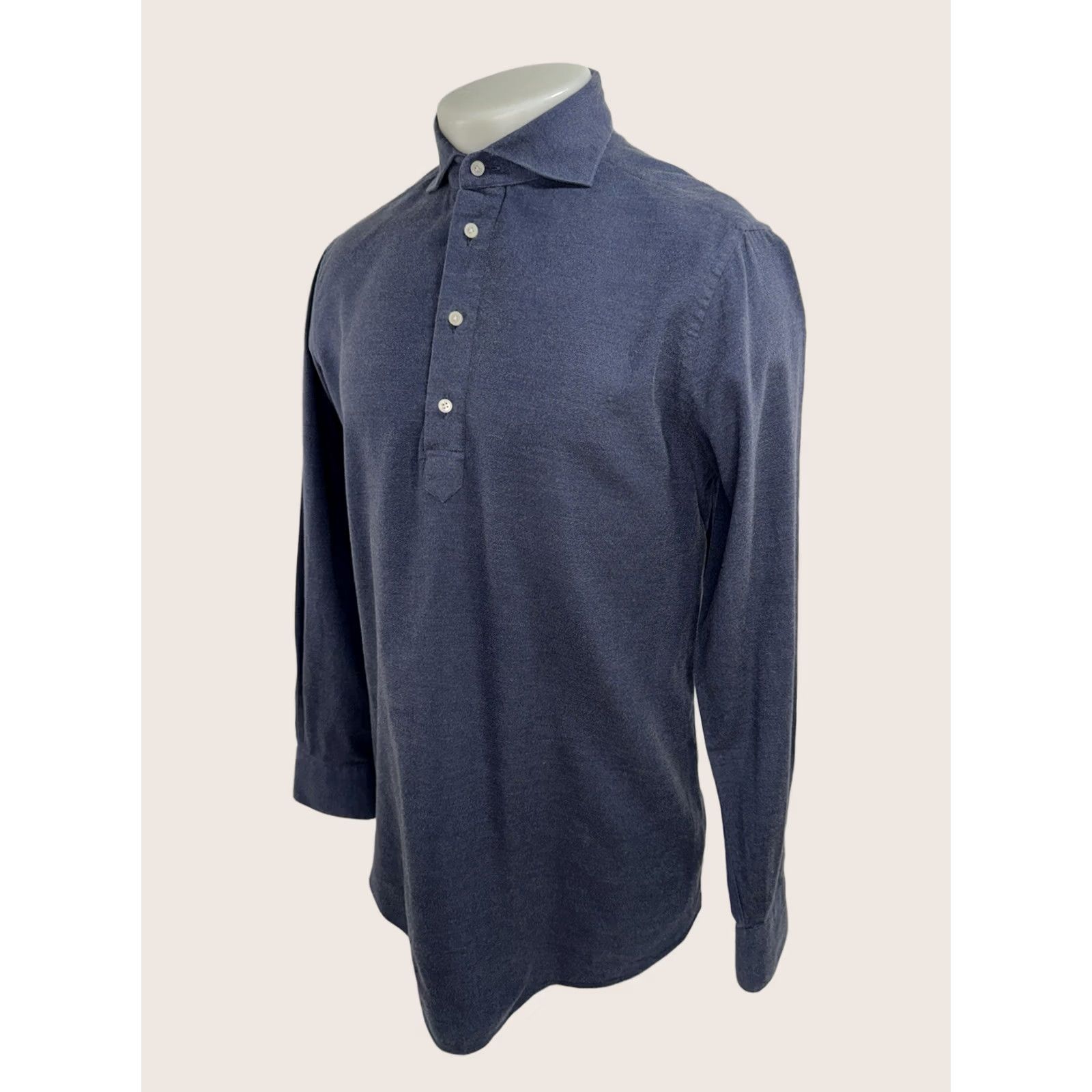 Suitsupply Suitsupply - Mens L Slim Fit Pullover Shirt Shirt Long Sleeve Blue Slimming Button-Up Mens L Blue Size US L / EU 52-54 / 3 - 1 Thumbnail