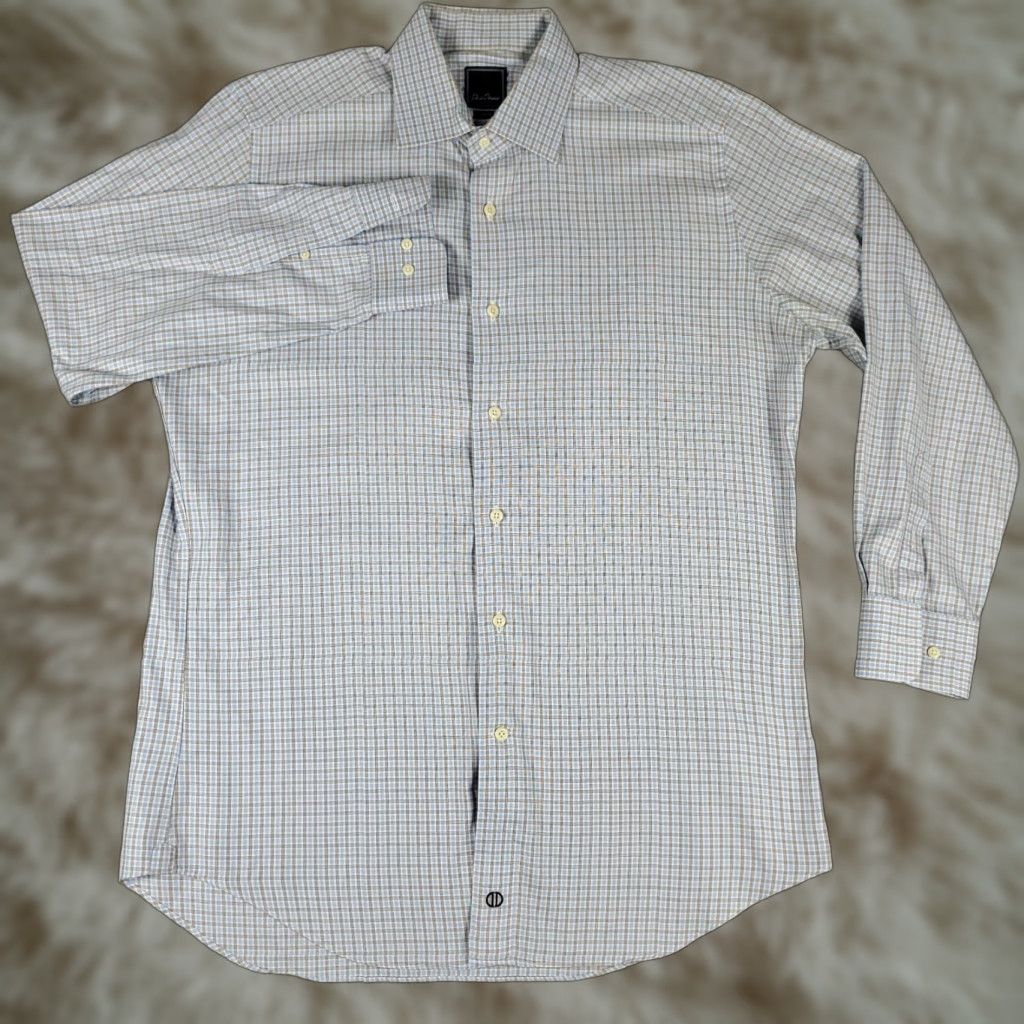 David Donahue David Donahue Shirt Mens 16.5 Brown Plaid Check Dress Button Up Long Sleeve Casual Workwear Vintage No Size 46R - 1 Thumbnail