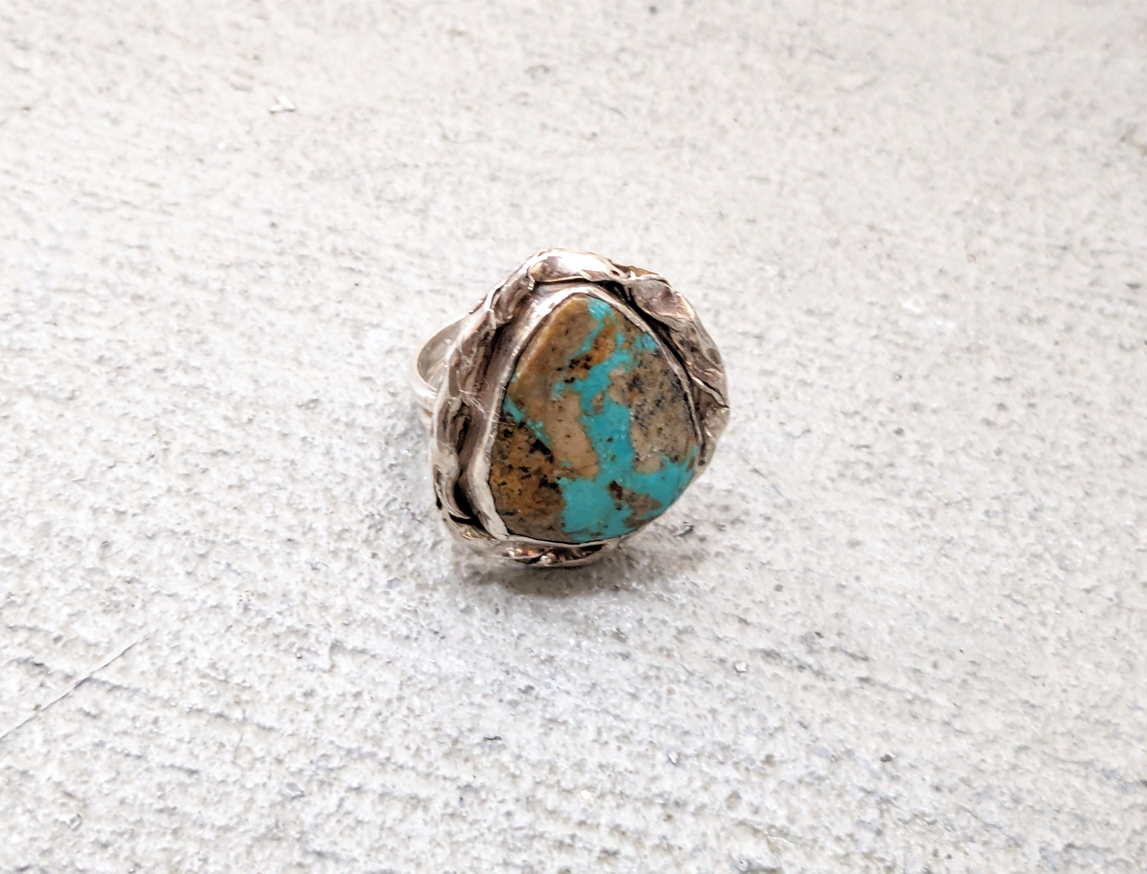Jewelry Vintage Sterling Silver Ring 10.25 Turquoise Modern Native Size ONE SIZE - 3 Thumbnail