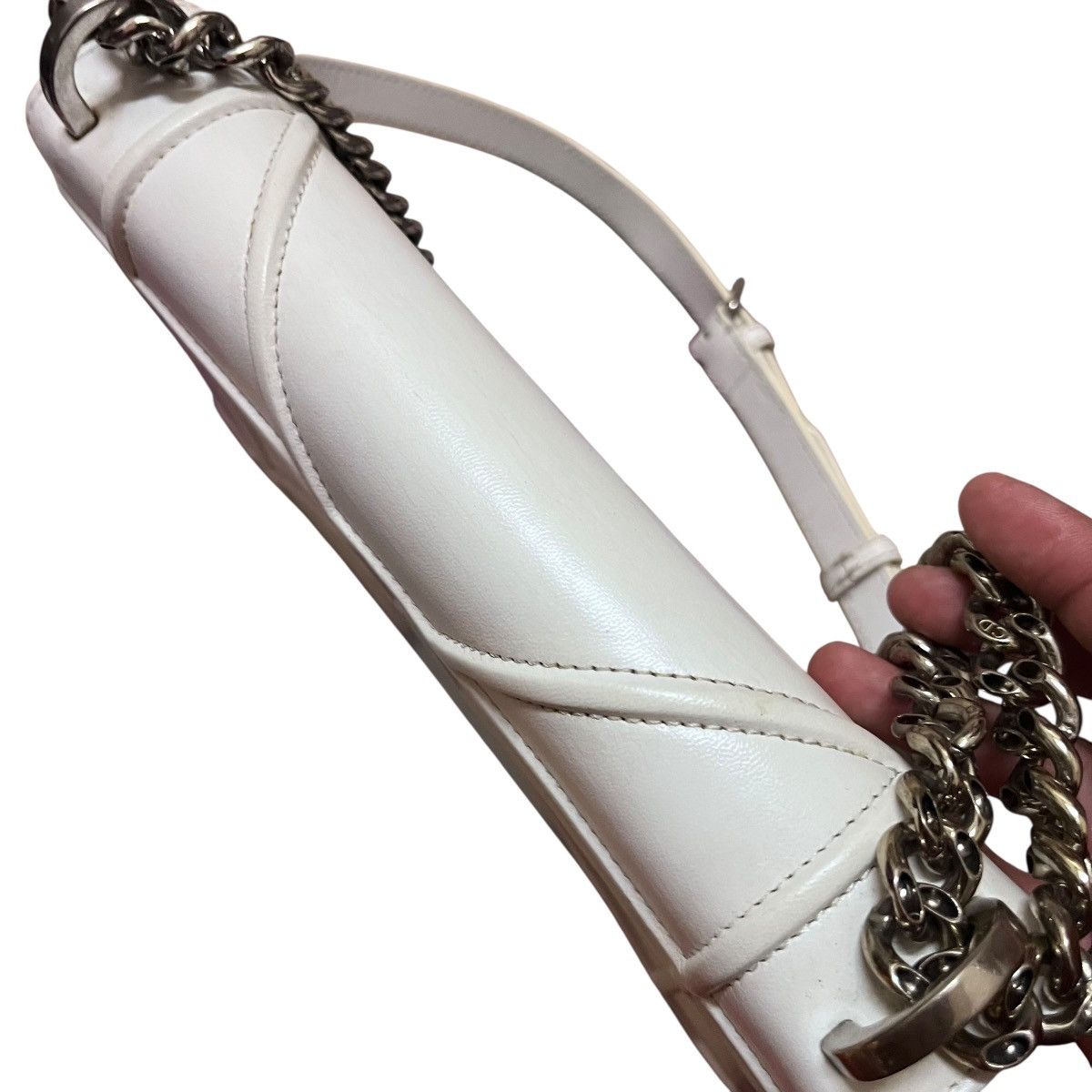 Dior CHRISTIAN DIOR White Grained Leather Diorama Medium Flap Bag Size ONE SIZE - 9 Thumbnail