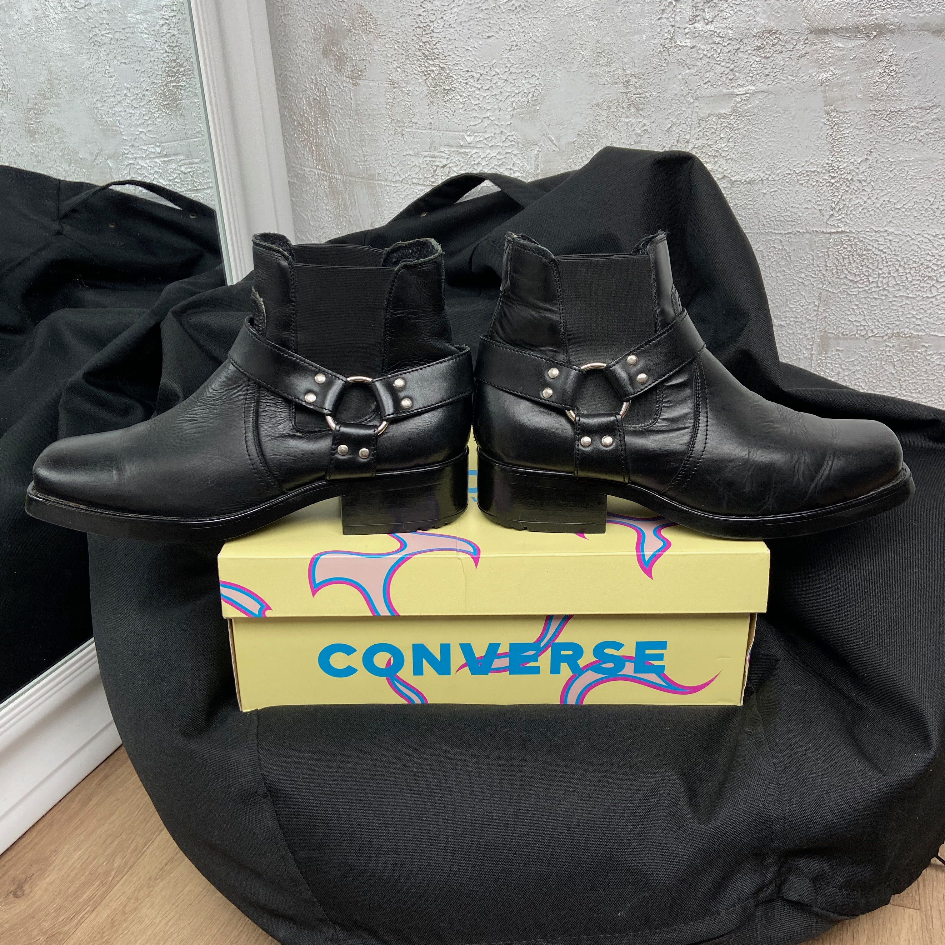 Other BLACK LEATHER SQUARE TOE HARNESS BIKER BOOTS - 5032 Size US 11 / EU 44 - 3 Thumbnail