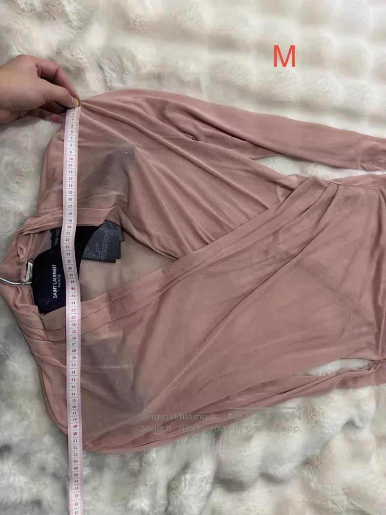 Saint Laurent Paris Saint Laurent Paris Crinkled Deep V Chiffon Underlayer Shi Size US M / EU 48-50 / 2 - 7 Thumbnail