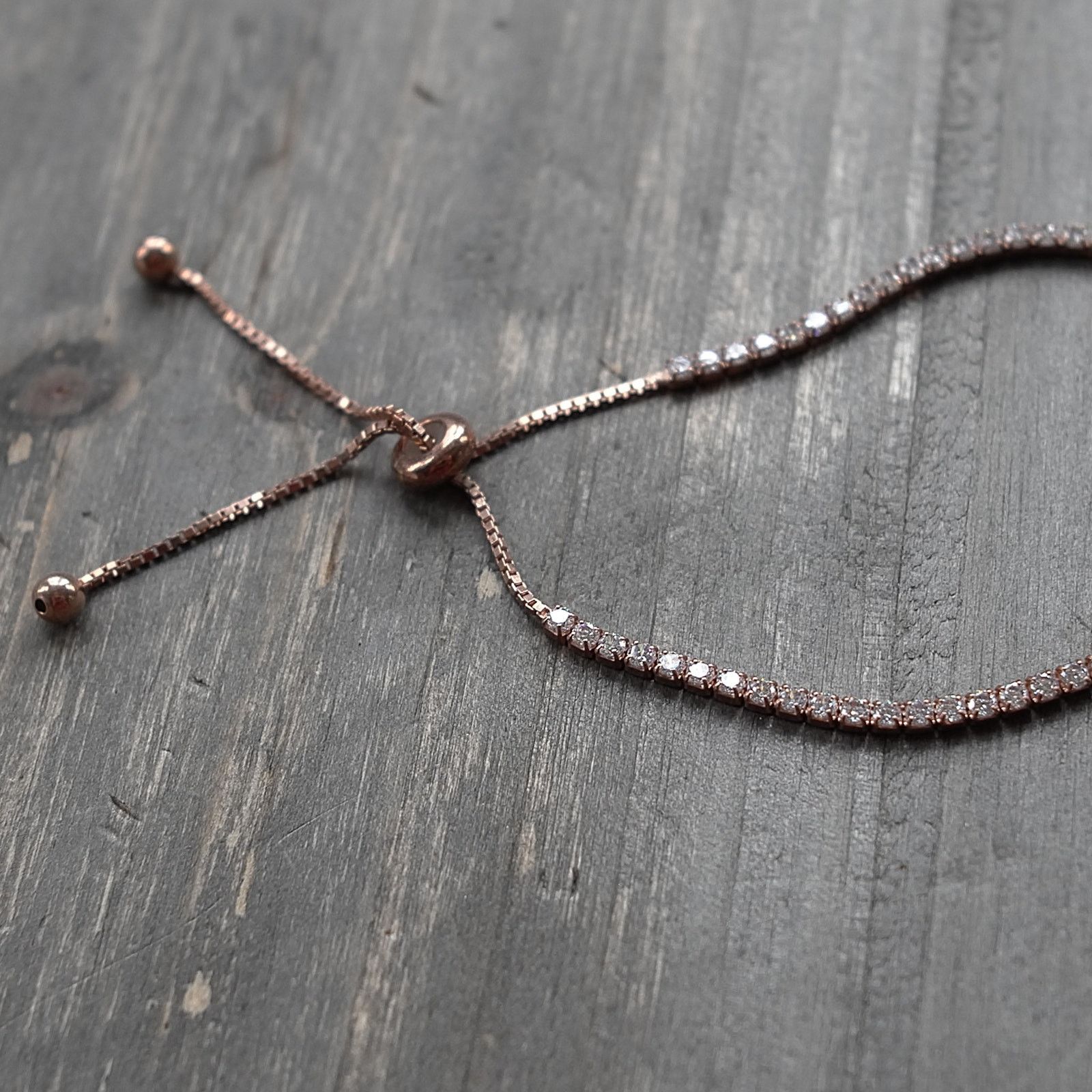 The Unbranded Brand Sterling Silver Heart Bracelet Rose Gold Plated Adjustable Size ONE SIZE - 4 Thumbnail