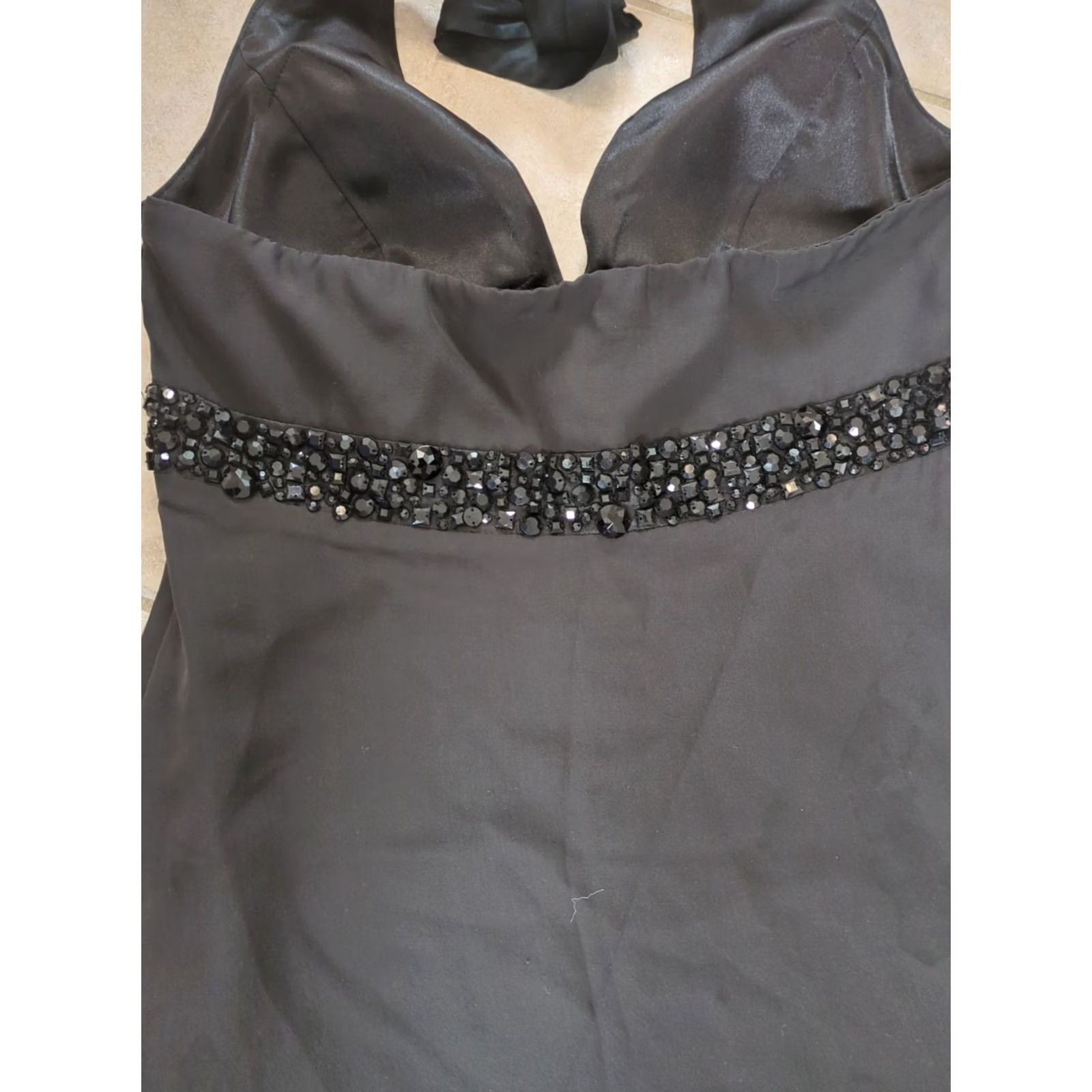 White House Black Market White House Black Market Black Beaded Halter Silk Party Cocktail Dress 6 Women Knee Length A-Line Size M / US 6-8 / IT 42-44 - 5 Thumbnail