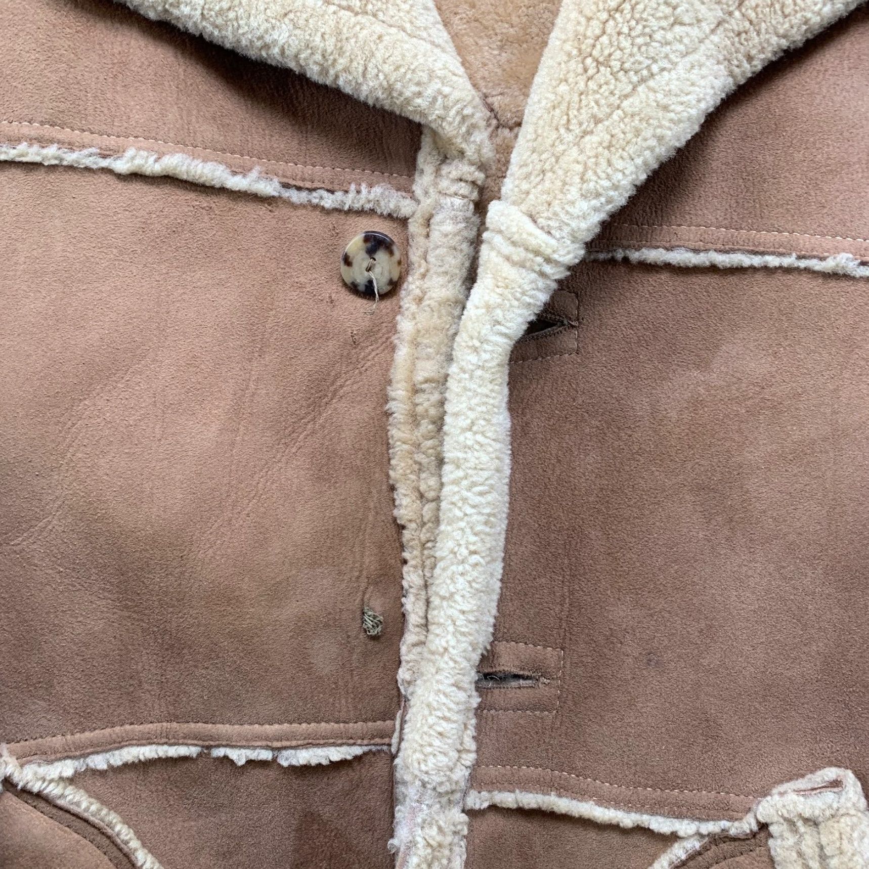 Marlboro VINTAGE Lakeland Coat Mens 40 Brown Suede Rancher Overcoat Cowboy Western Wool Lining 70s USA Size US XXS / EU 40 - 6 Thumbnail