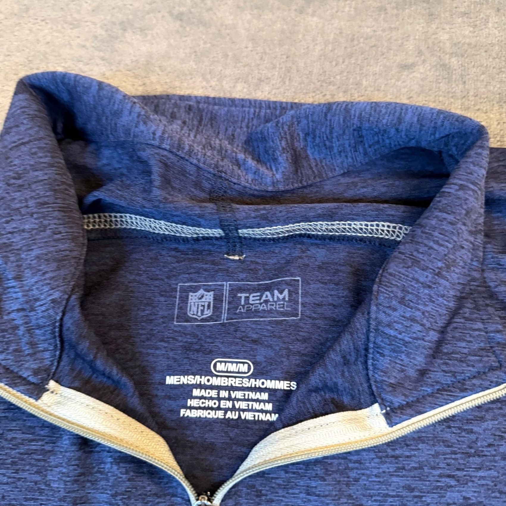 NFL NFL Chicago Bears Quarter Zip Pullover Mens Medium Blue Heathered Size US M / EU 48-50 / 2 - 2 Thumbnail